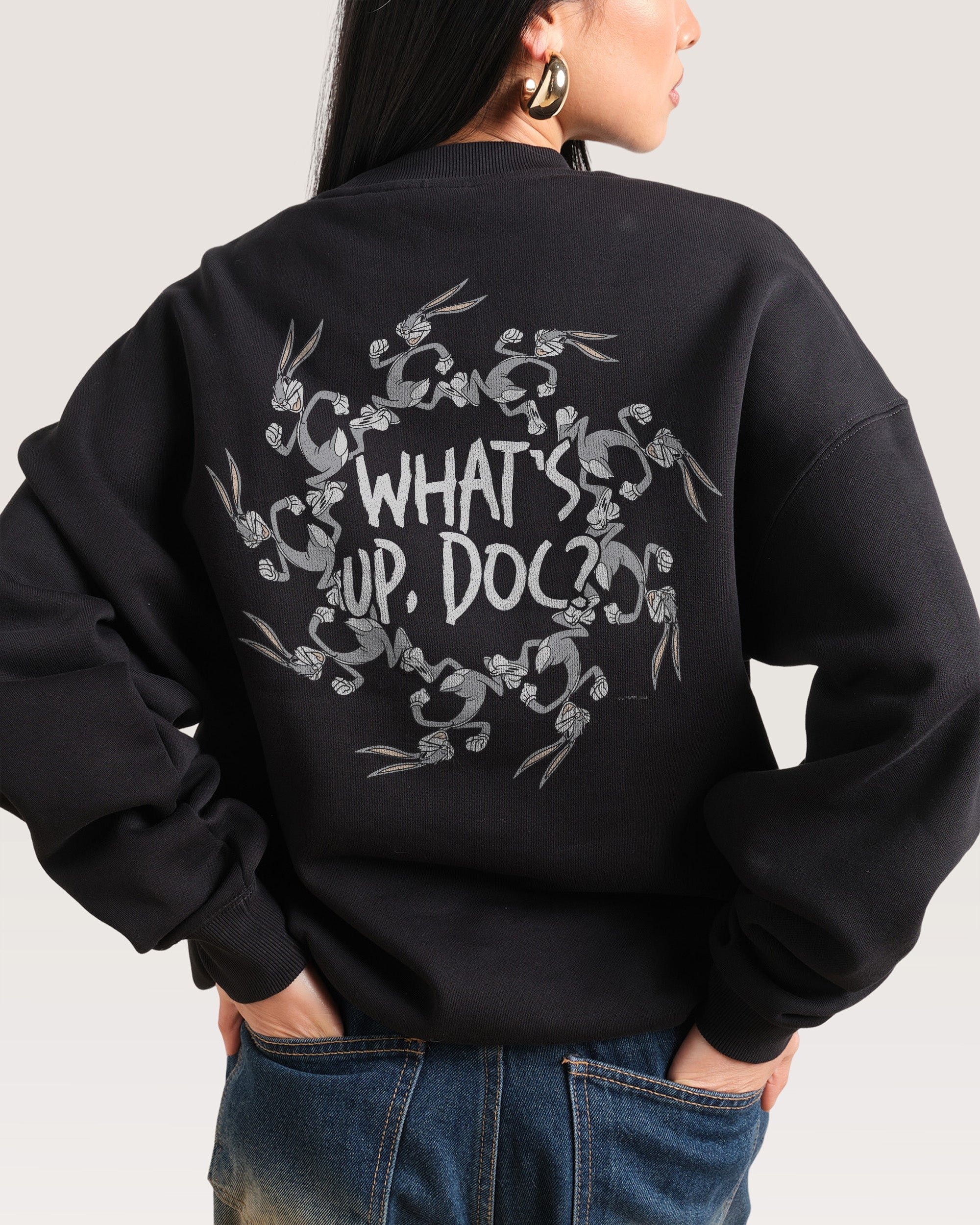 Looney Tunes 'What's Up Doc?' Unisex Graphic Sweatshirt 340gsm Cotton-Poly Blend