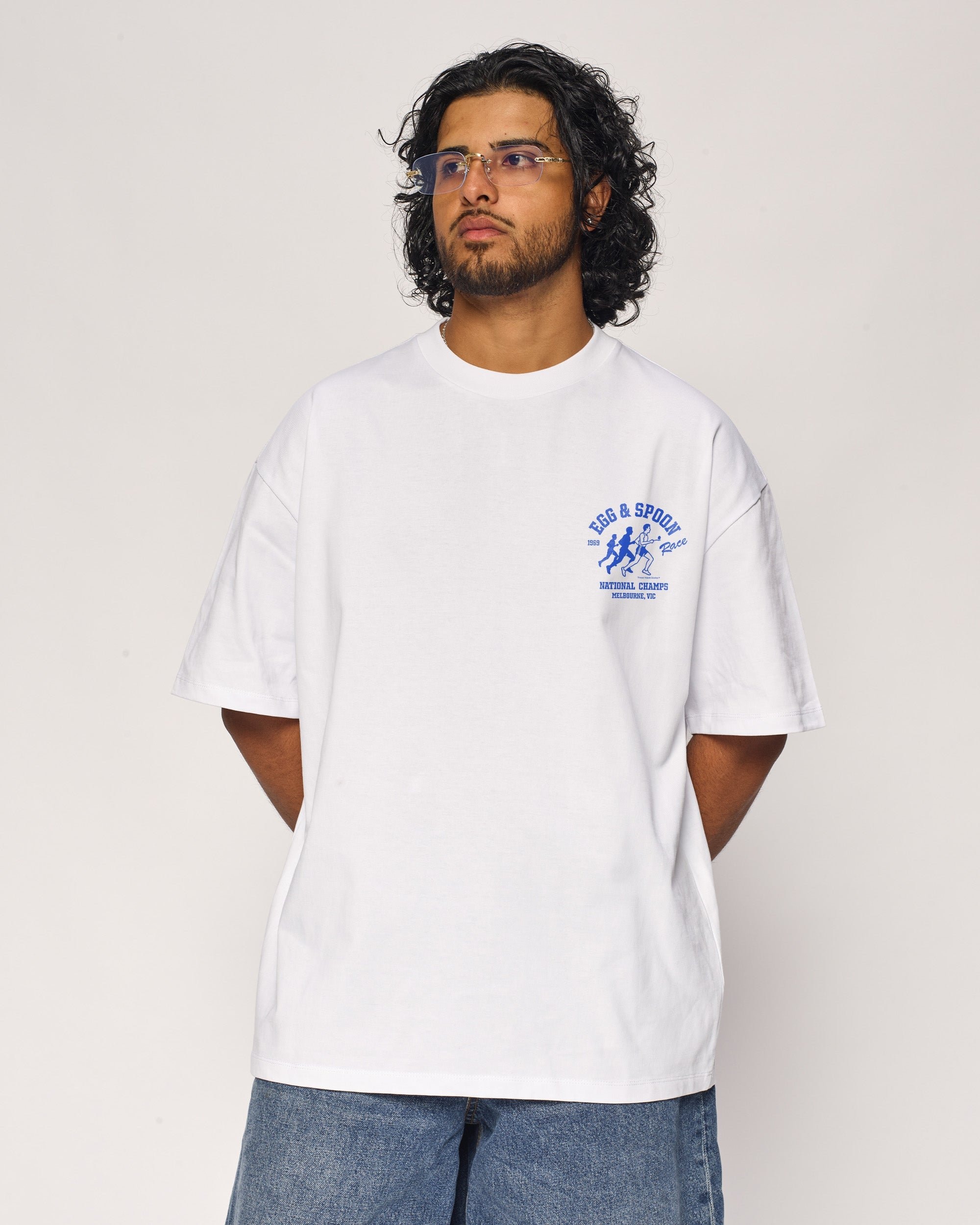 Egg & Spoon Oversized Graphic Tee - Unisex 90s Boxy Fit 100% Combed Cotton