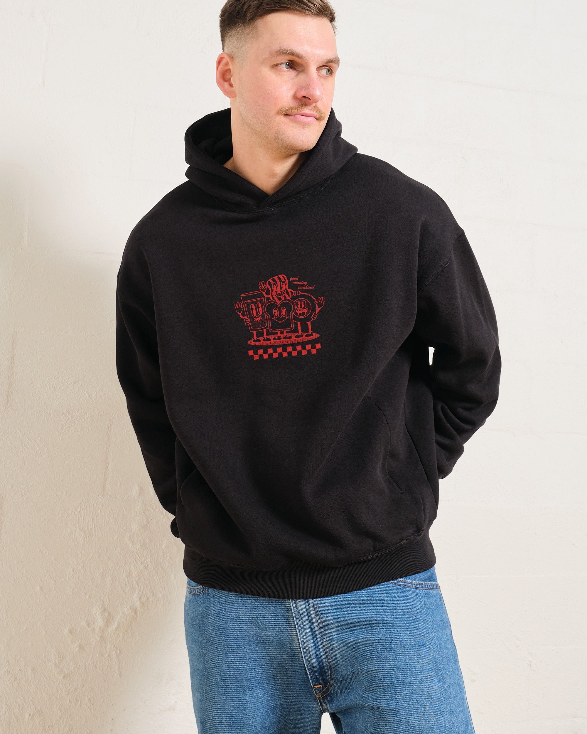Breakfast Buddies Unisex Graphic Hoodie - 90s Boxy Fit, 80% Cotton