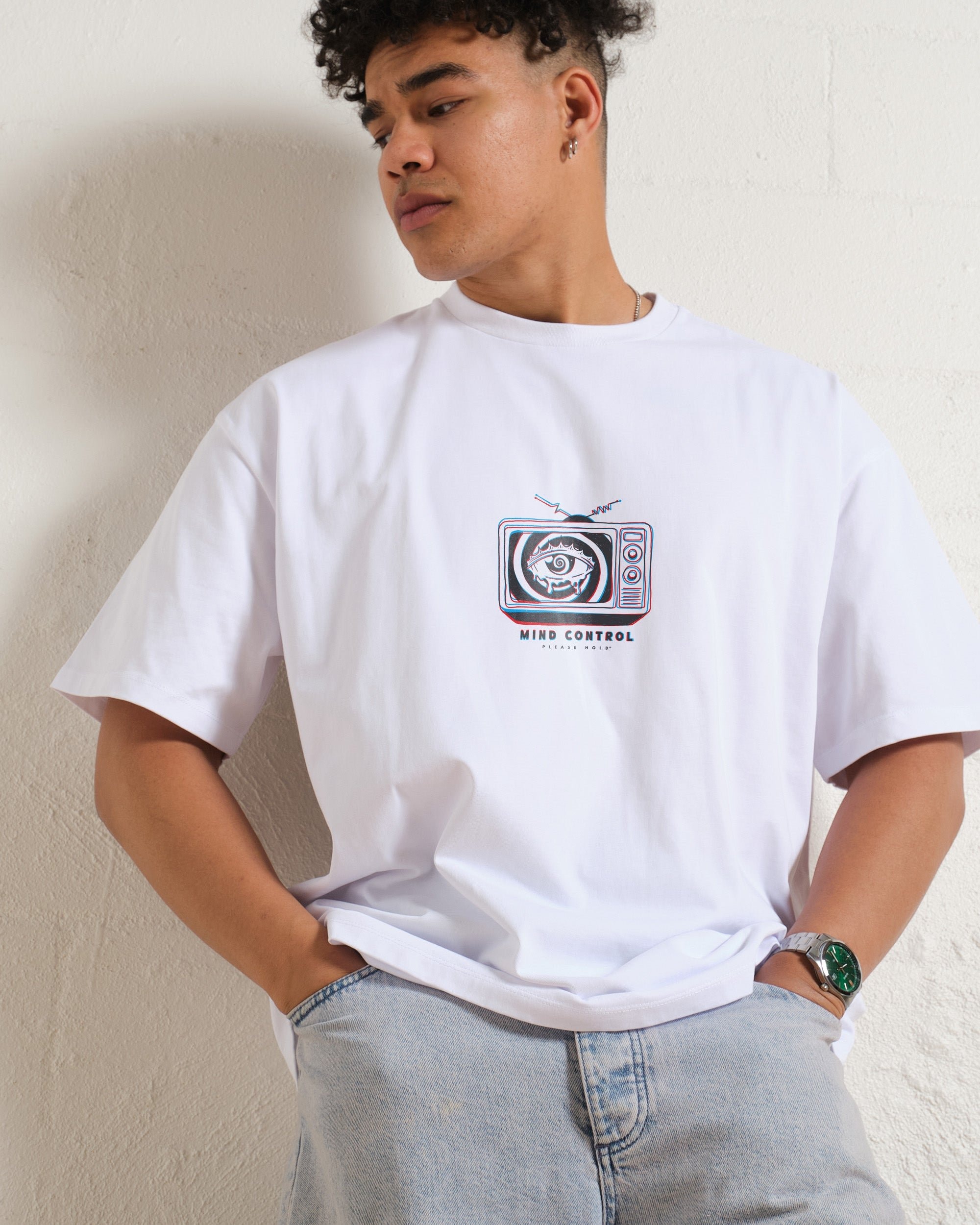 Mind Control Oversized Graphic Tee Unisex 90s Boxy Fit 100% Combed Cotton