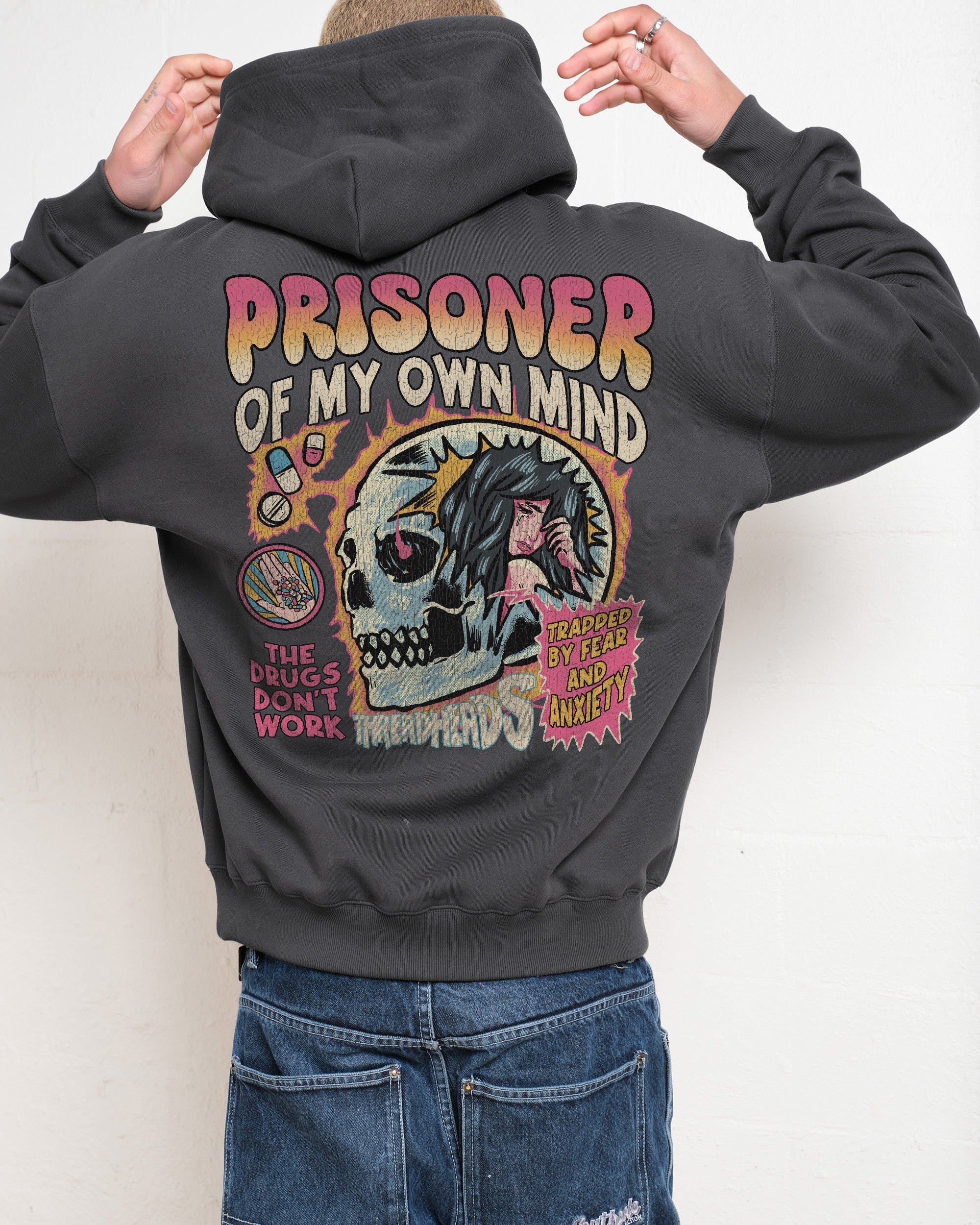 Prisoner Of My Own Mind Unisex Graphic Hoodie - 90s Boxy Fit, 340gsm Cotton-Poly Blend
