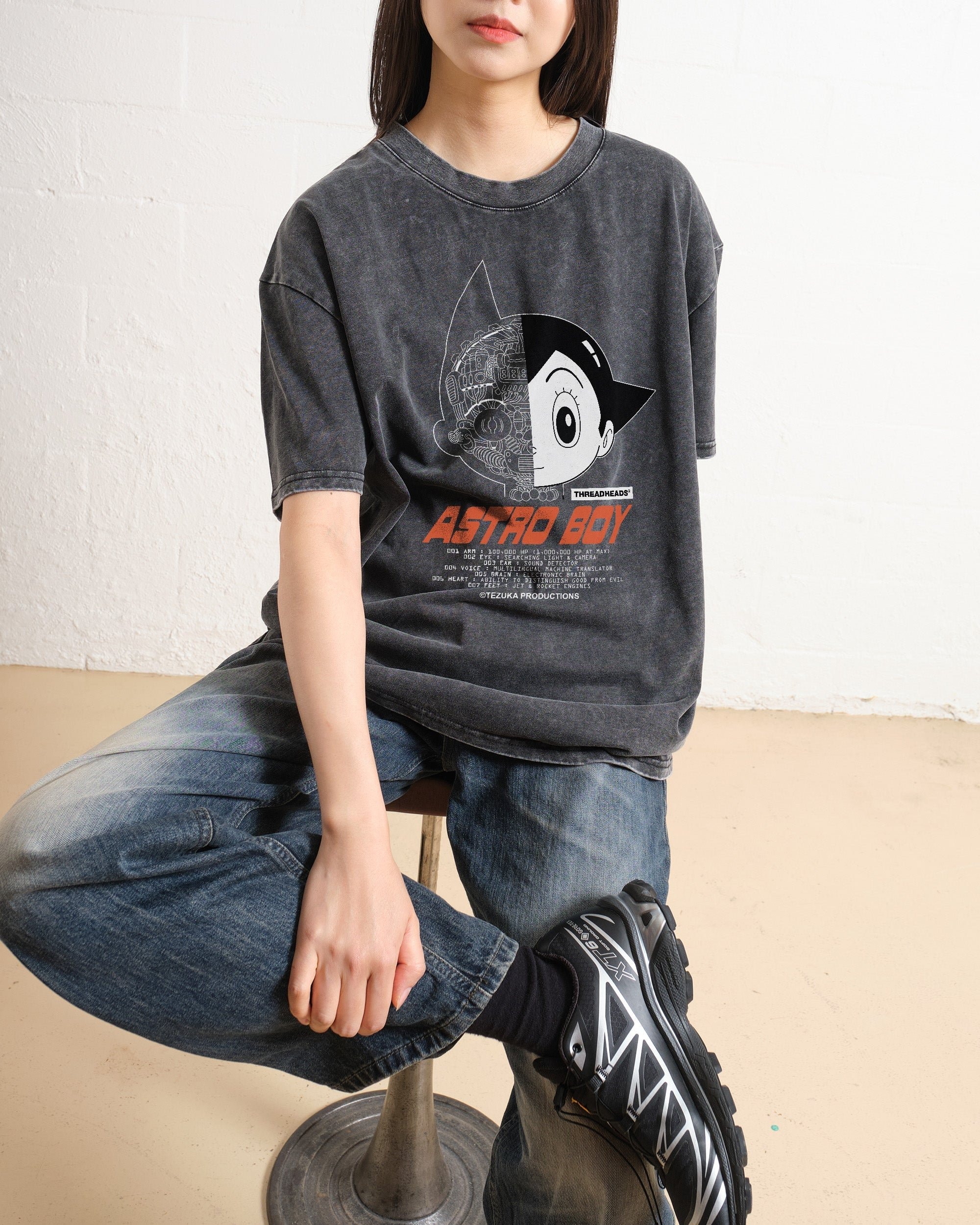 Astro Boy Head Data Oversized Graphic T-Shirt - Heavyweight 100% Combed Cotton Unisex Tee