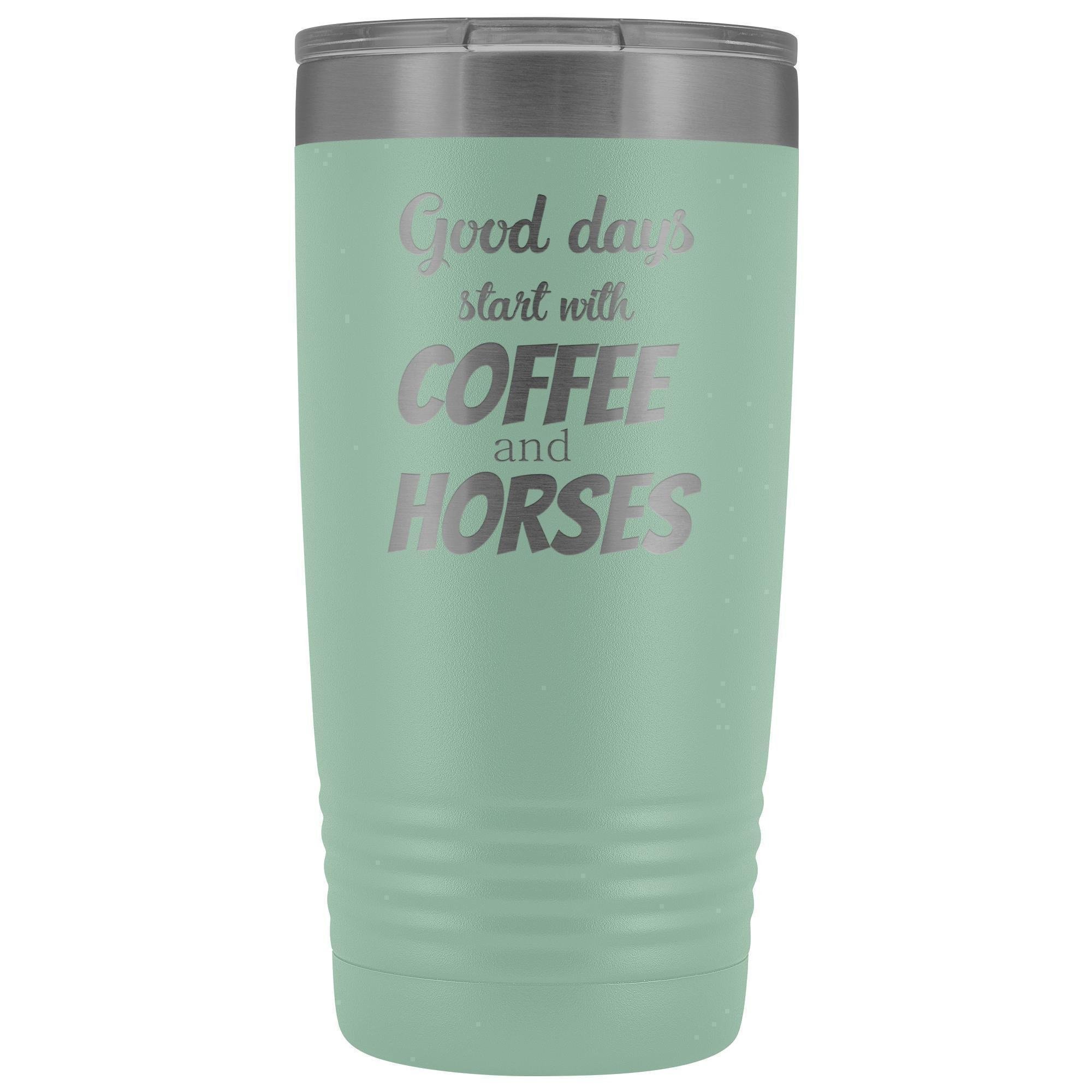 Coffee and Horses 20oz Vacuum Tumbler - Laser Etched Insulated Vet Gift