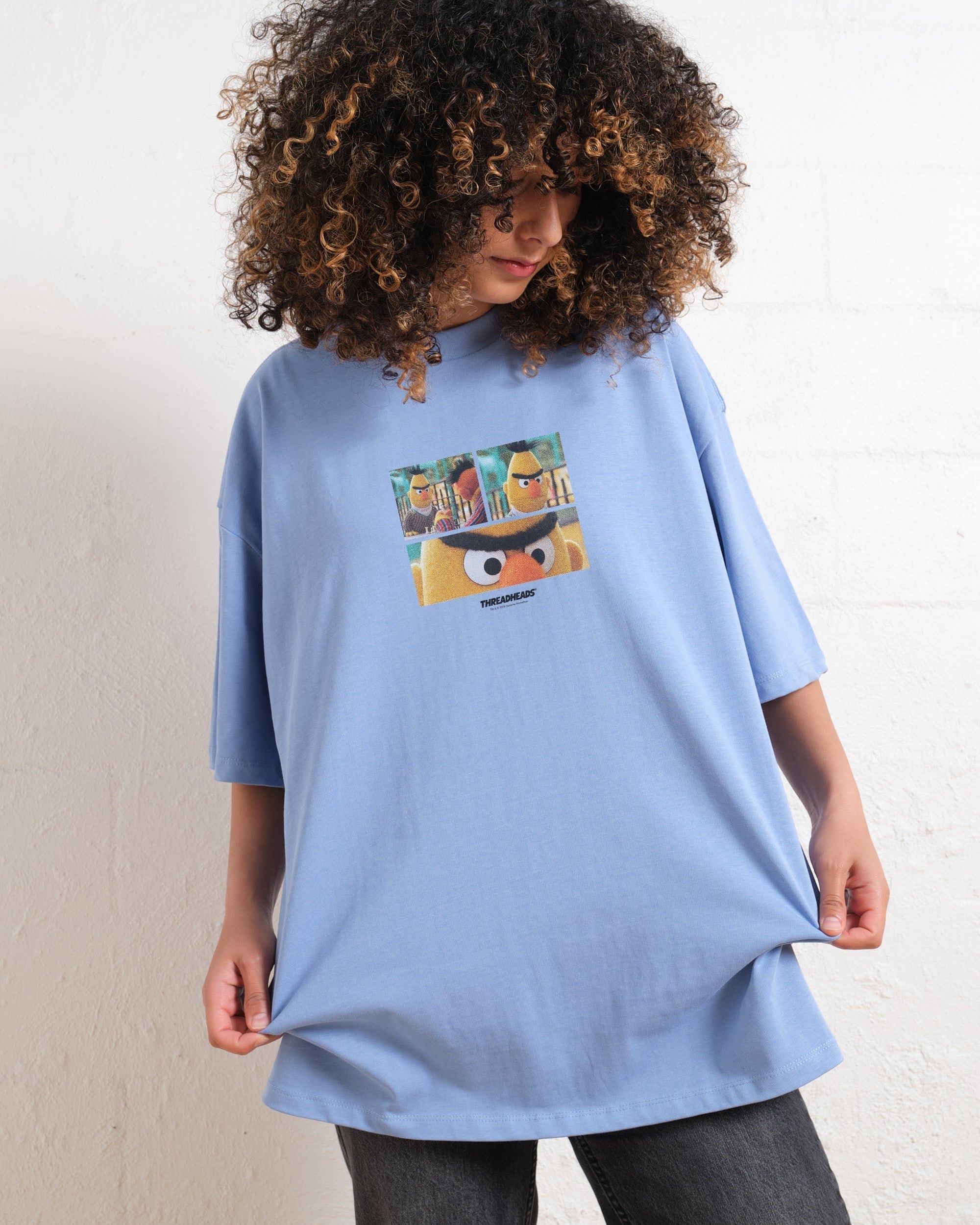 Angry Bert Oversized Graphic T-Shirt - Sesame Street Unisex Heavyweight Tee