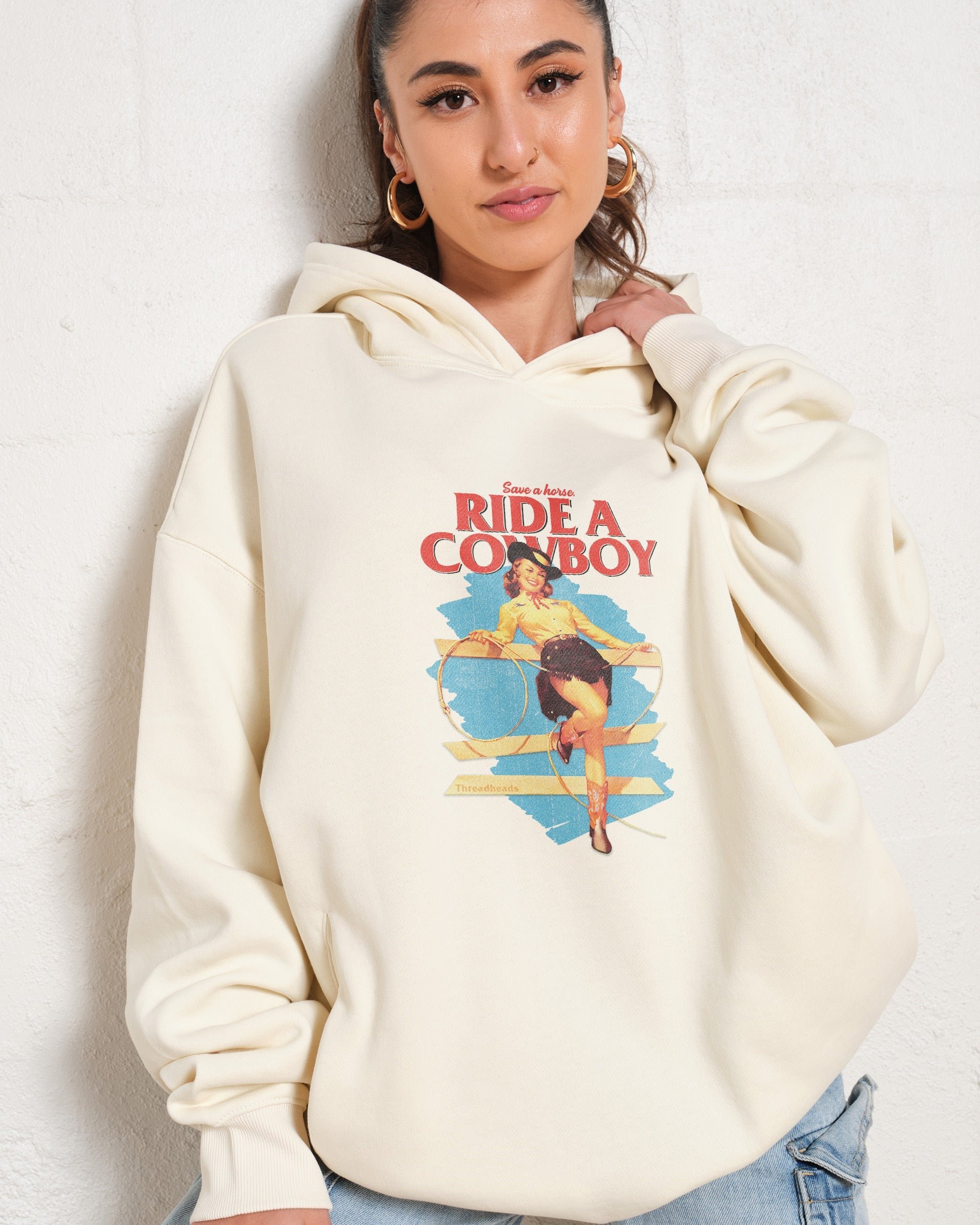 Save a Horse Ride a Cowboy Unisex Graphic Hoodie - 90s Boxy Fit, 340gsm Cotton-Poly Blend