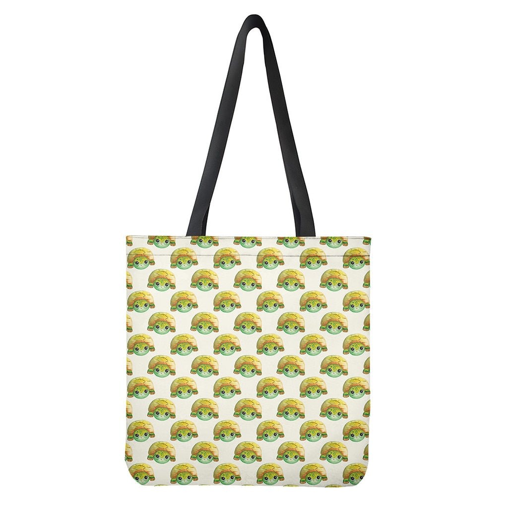 Watercolor Turtle Pattern Print Tote Bag - Polyester Double-Sided Lightweight