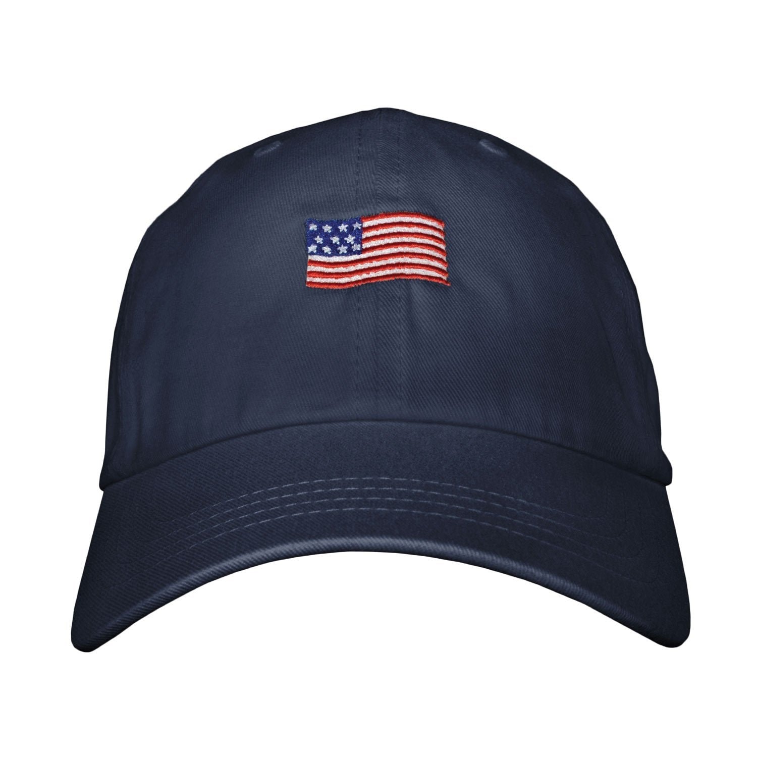 American Flag Dad Hat - Embroidered USA, Unstructured Cotton Twill, Adjustable Snapback