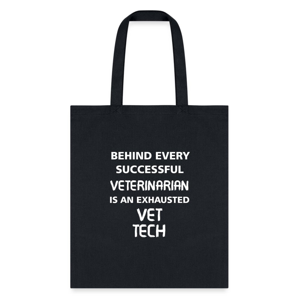 Vet Tech Exhausted Cotton Tote Bag - Humorous Veterinary Graphic Print