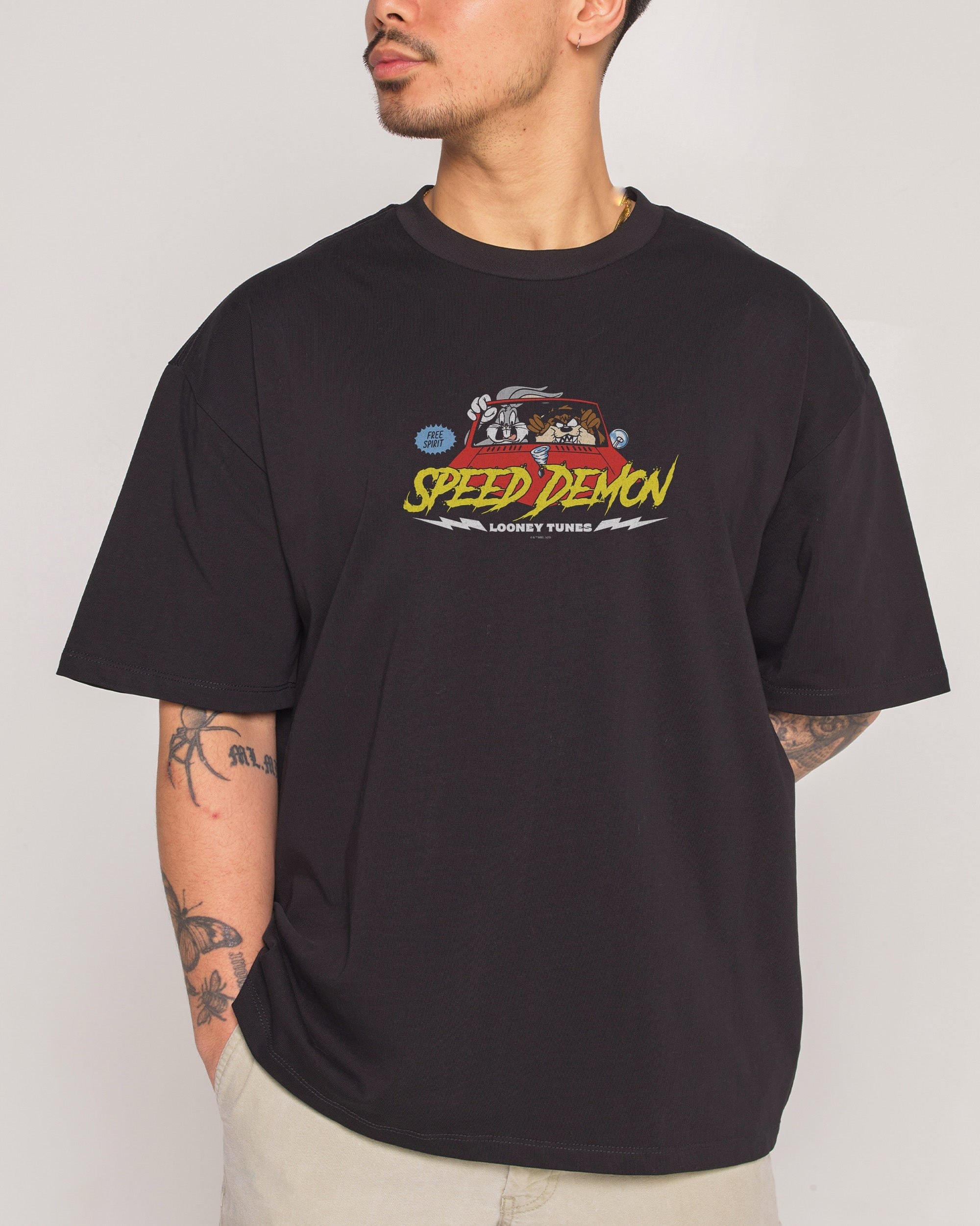 Speed Demon Oversized Looney Tunes Graphic Tee - Unisex 90s Boxy Fit 275gsm Cotton