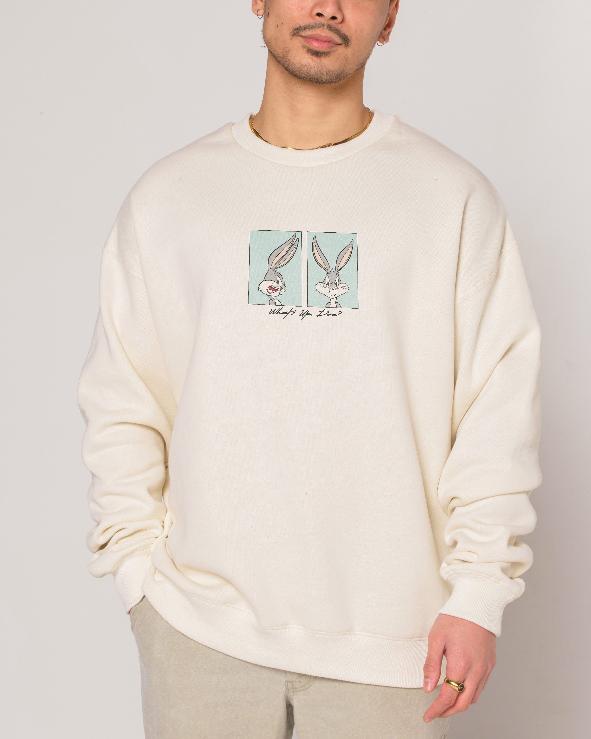 Looney Tunes 'What's Up Doc?' Unisex Graphic Sweatshirt 340gsm Cotton-Poly Blend