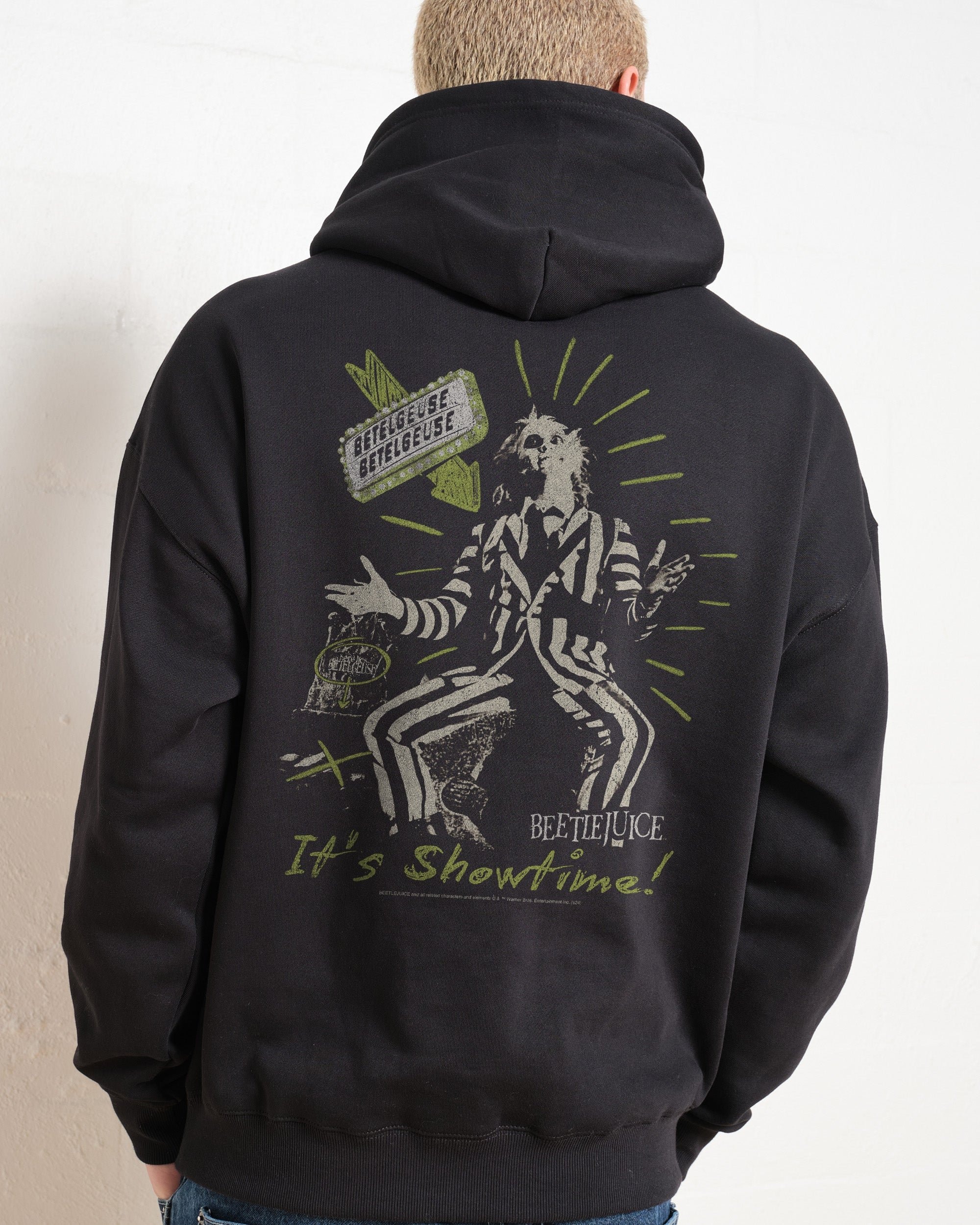 Beetlejuice It's Show Time Unisex Graphic Hoodie - 90s Boxy Fit, 340gsm Cotton-Poly Blend