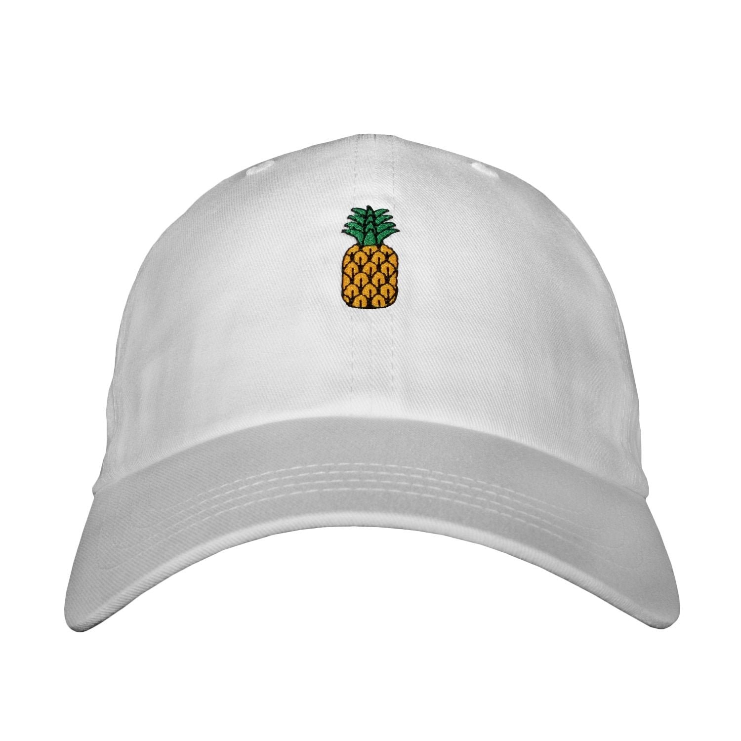 Pineapple Embroidered Dad Hat - Unstructured Cotton Twill Adjustable One Size