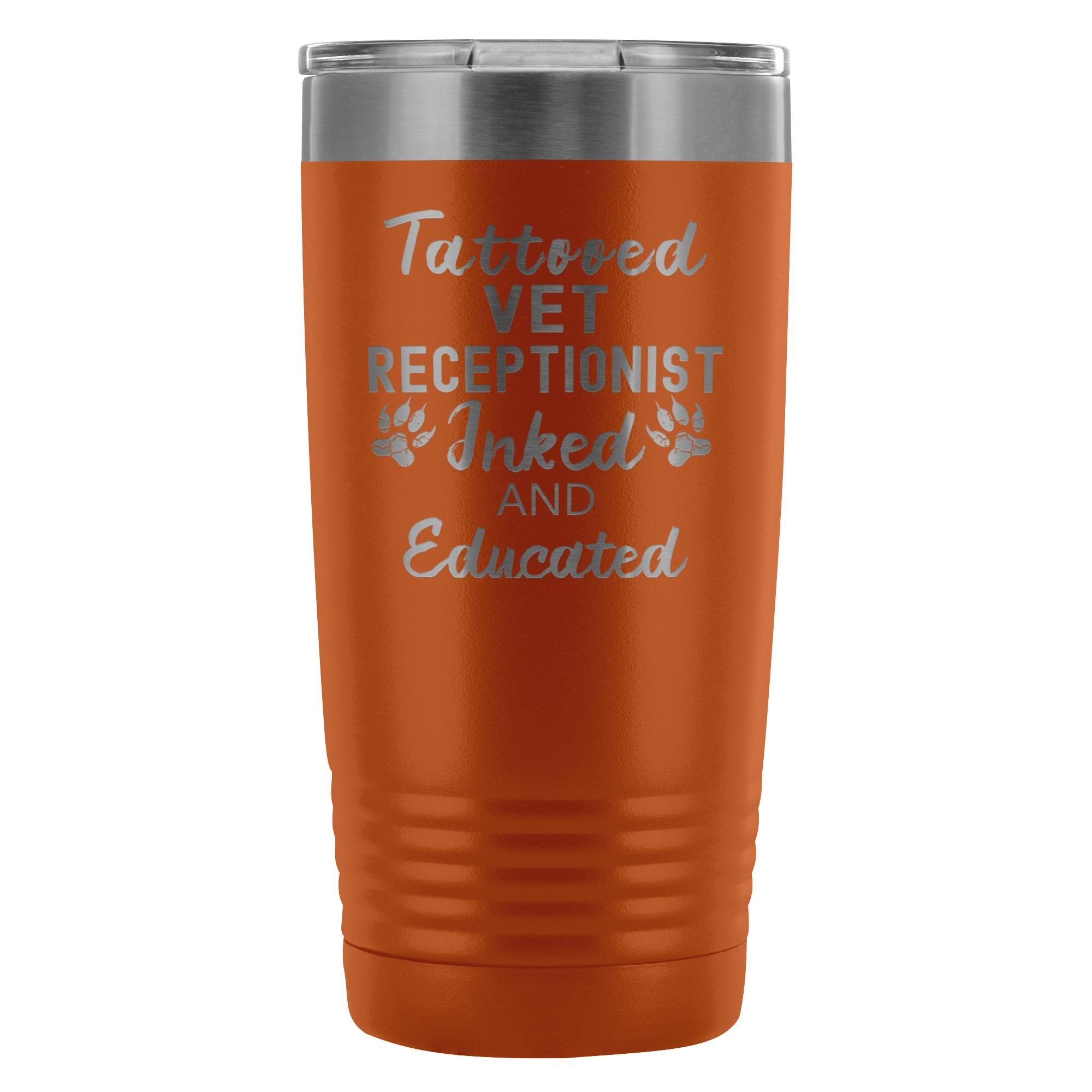 Vet Receptionist Tattooed Inked and Educated 20oz Vacuum Tumbler - Polar Camel