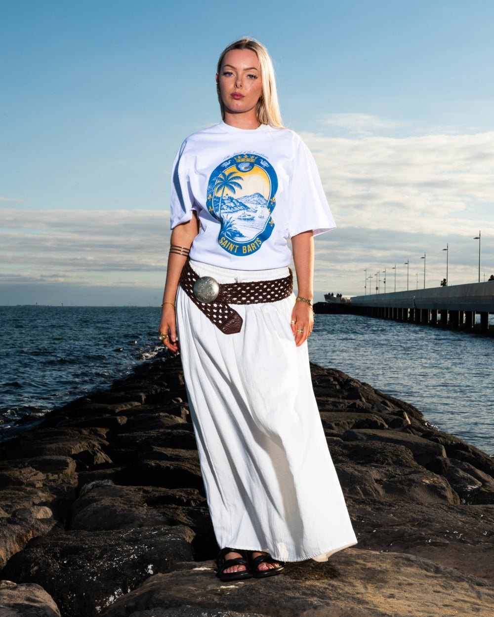 Saint Barts Scene Oversized Graphic Tee - Threadheads 90s Boxy Fit 100% Combed Cotton Unisex