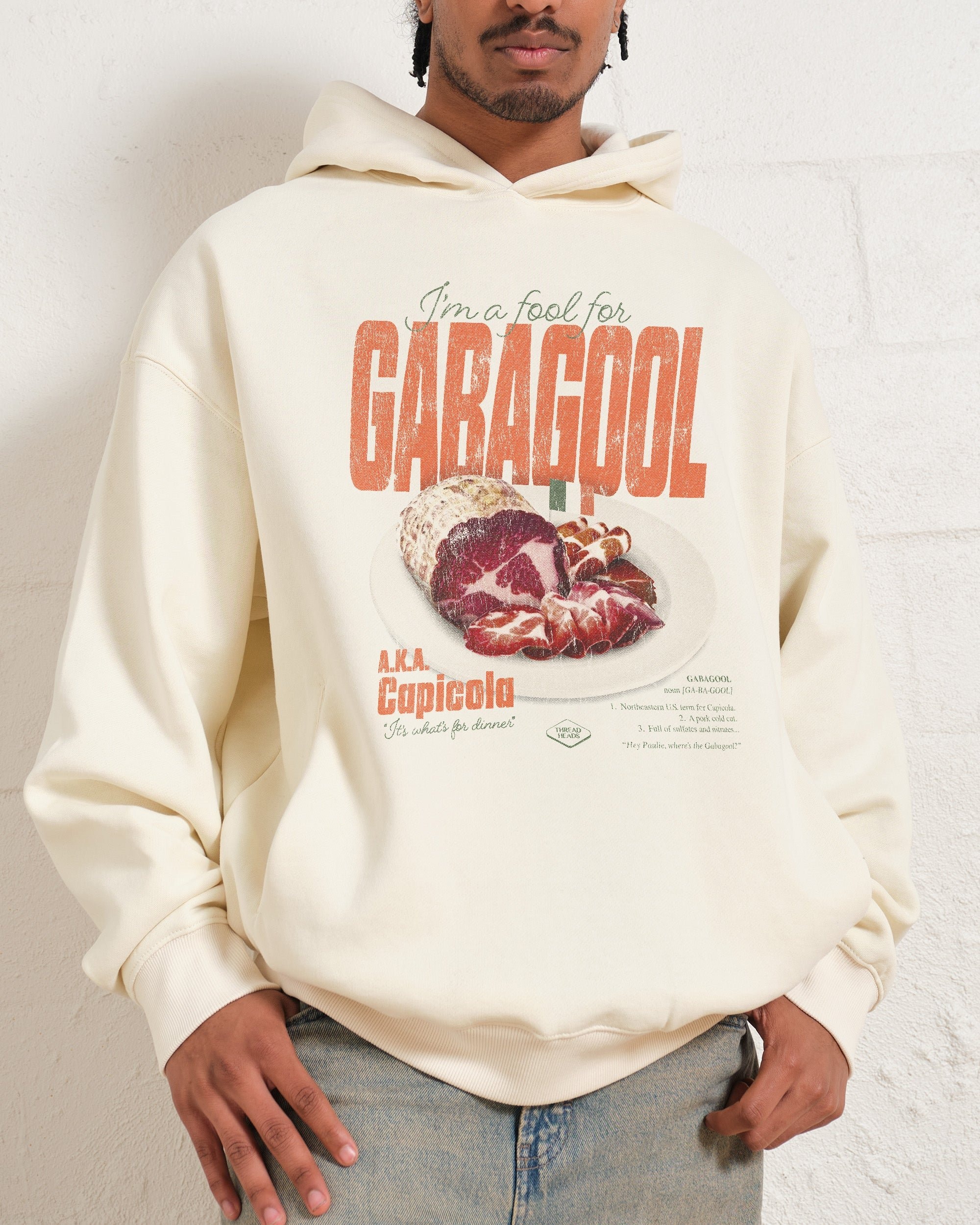 I'm a Fool for Gabagool Unisex Graphic Hoodie - 90s Boxy Fit, 340gsm Cotton-Poly Blend