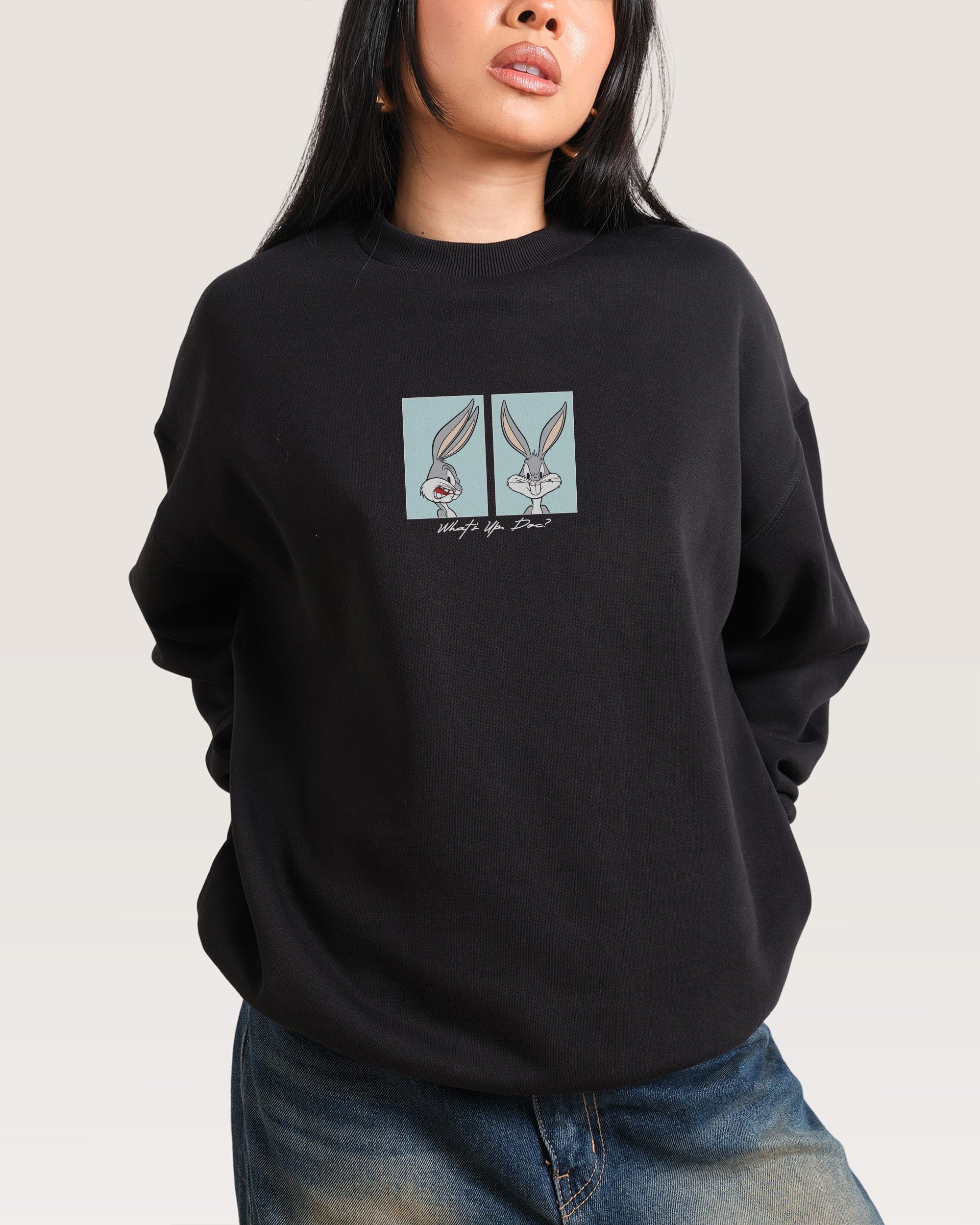 Looney Tunes 'What's Up Doc?' Unisex Graphic Sweatshirt 340gsm Cotton-Poly Blend