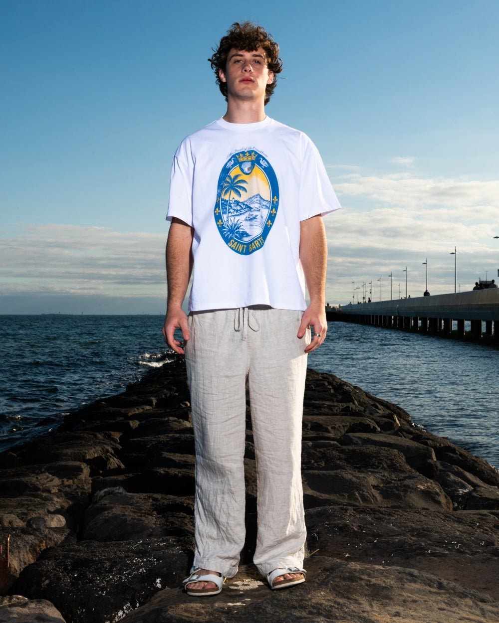 Saint Barts Scene Oversized Graphic Tee - Threadheads 90s Boxy Fit 100% Combed Cotton Unisex