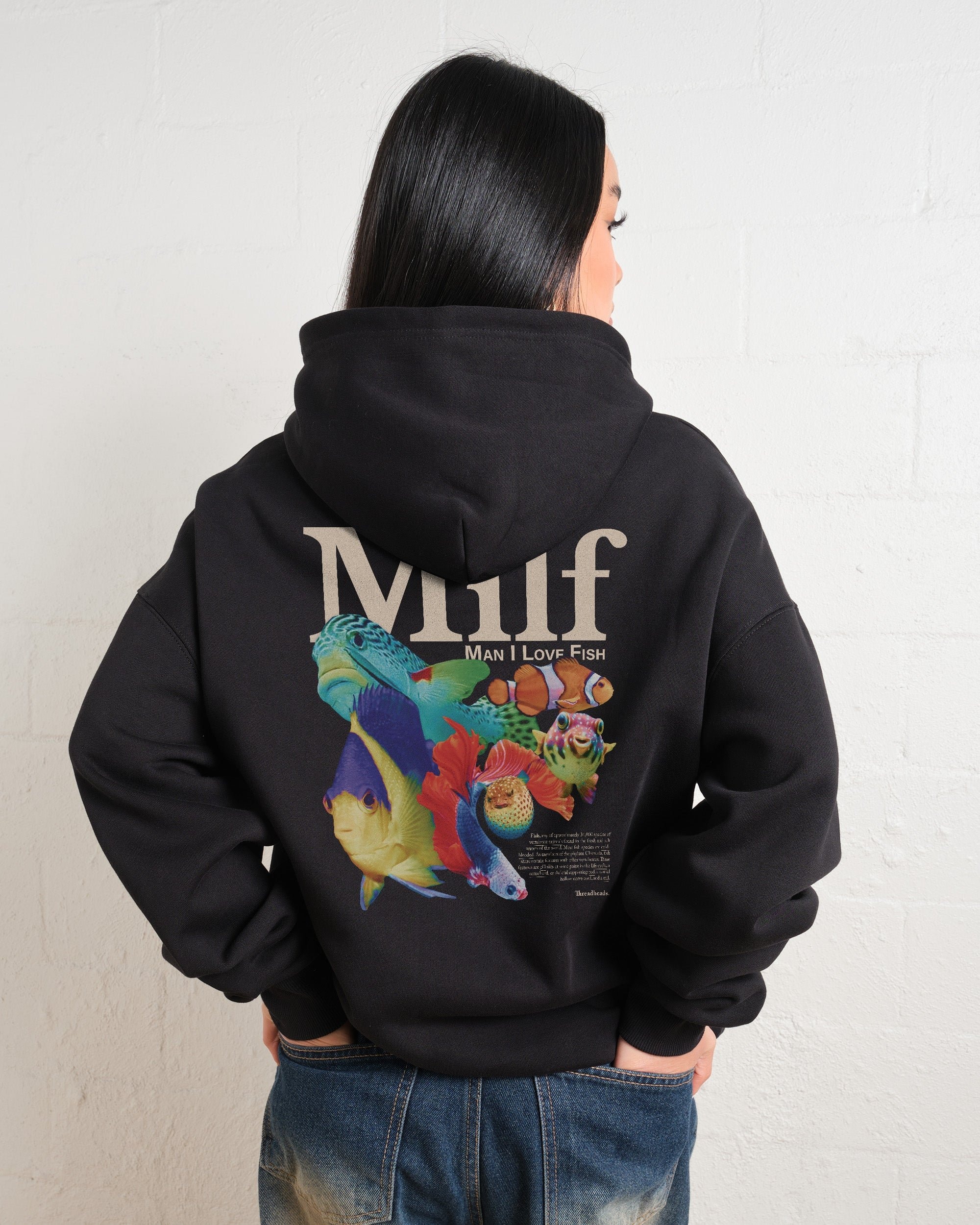 Man I Love Fish Graphic Hoodie Unisex 90s Boxy Fit Cotton-Poly Blend
