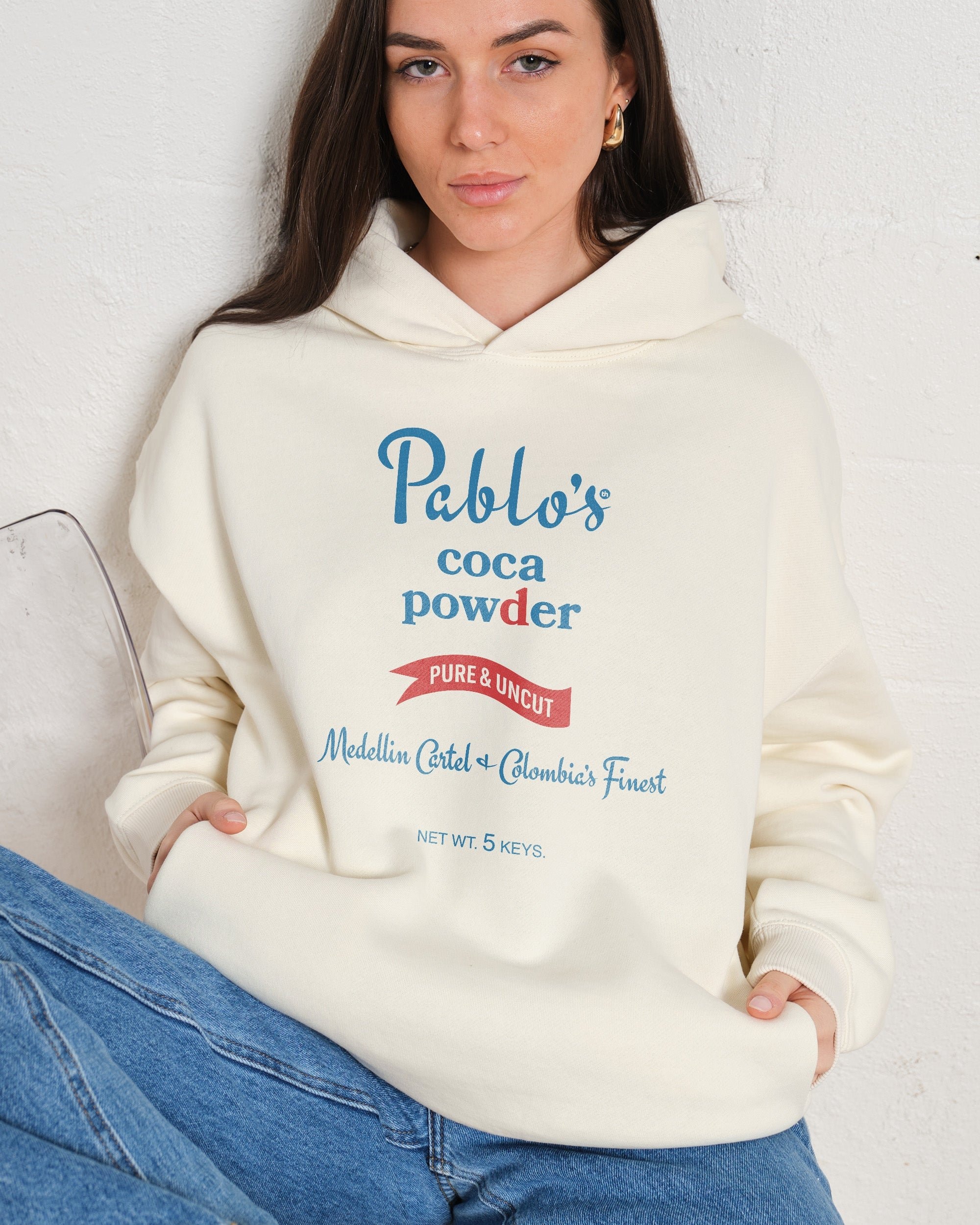 Pablo's Coca Powder Unisex Hoodie - 90s Boxy Fit, 340gsm Cotton-Poly Blend