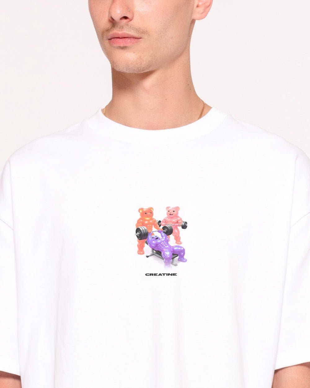 Creatine Gummies Oversized Graphic Tee - Threadheads 90s Boxy Fit 100% Combed Cotton