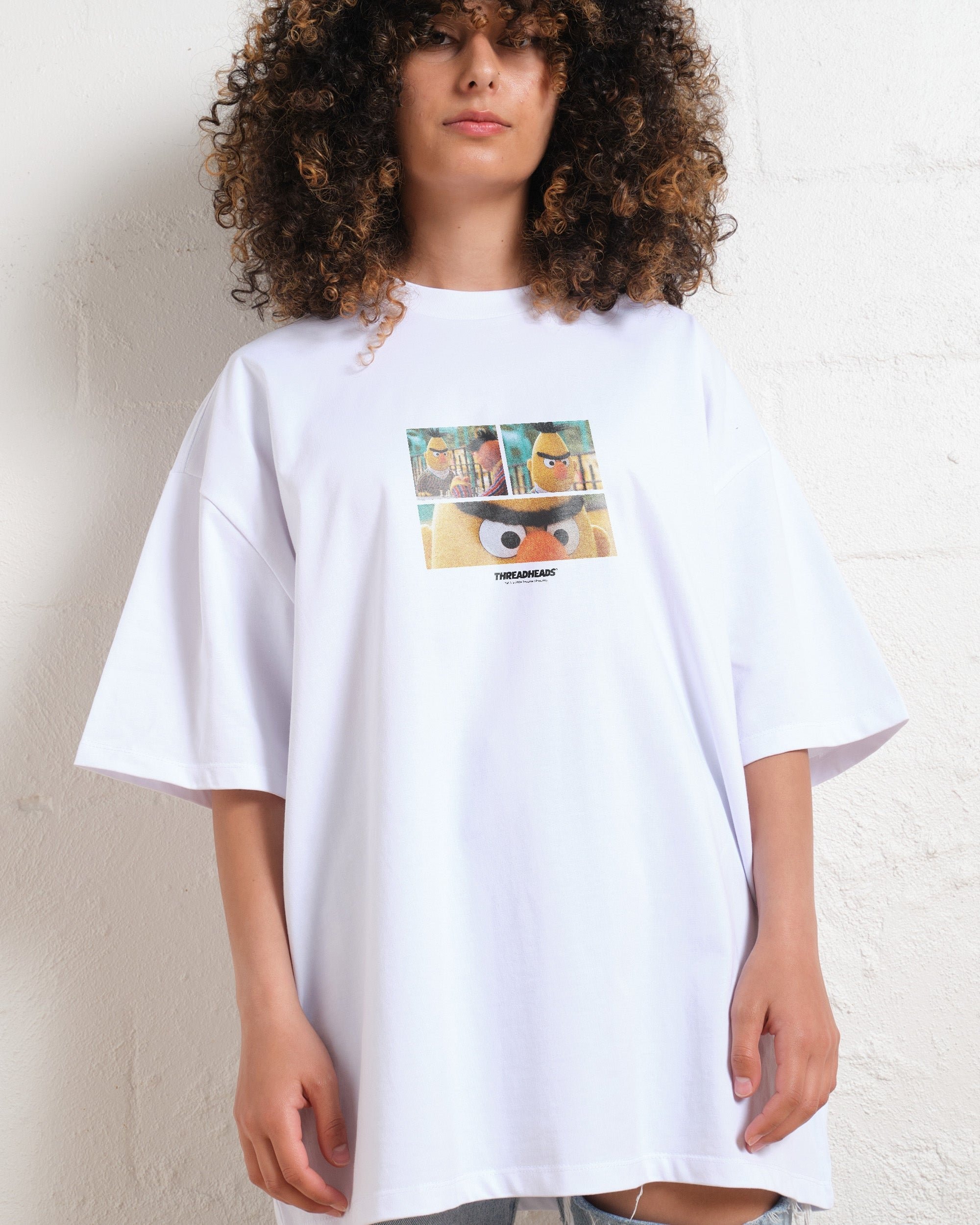 Angry Bert Oversized Graphic T-Shirt - Sesame Street Unisex Heavyweight Tee