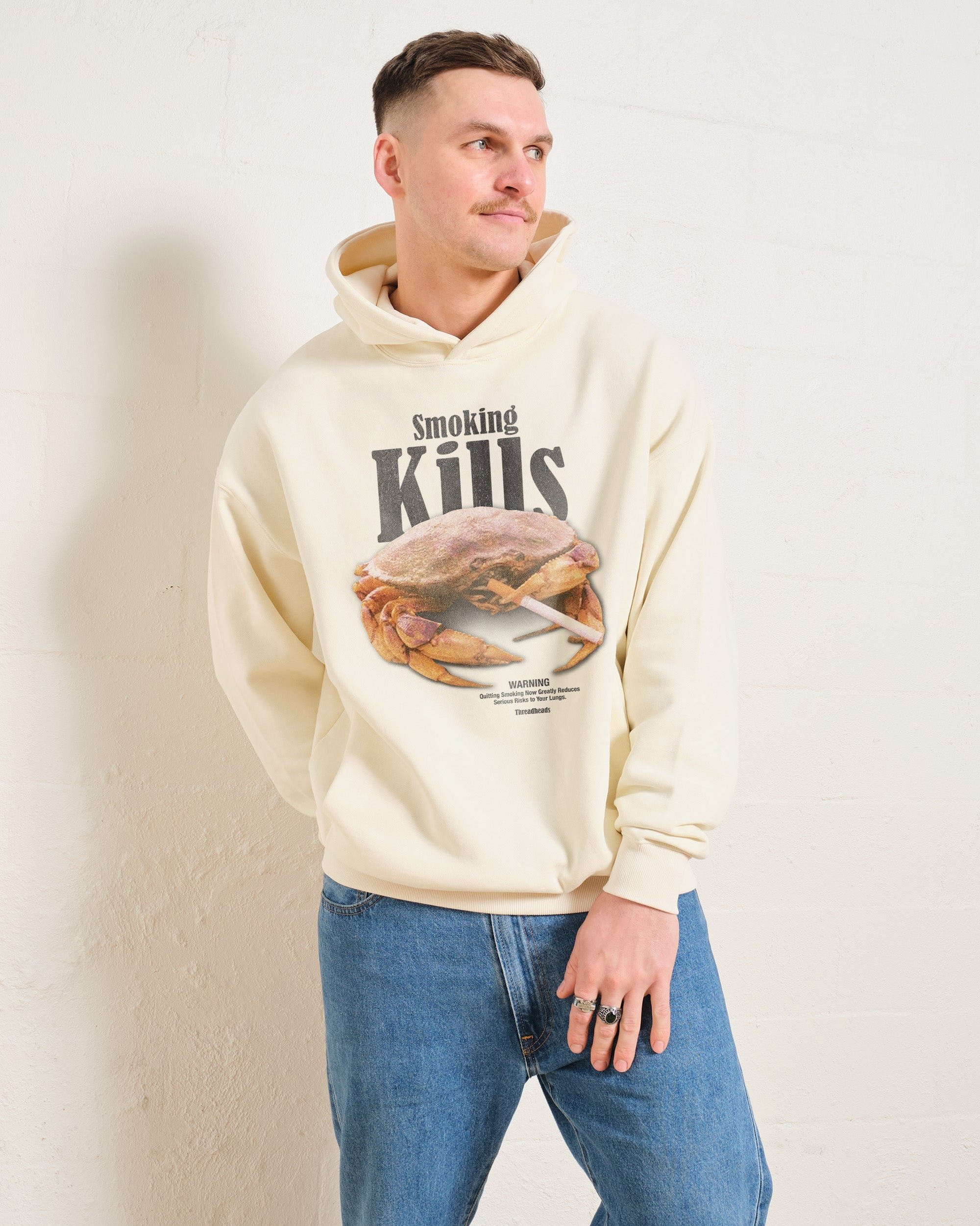 Smoking Kills Graphic Hoodie - Unisex 90s Boxy Fit, 340gsm Cotton-Poly Blend