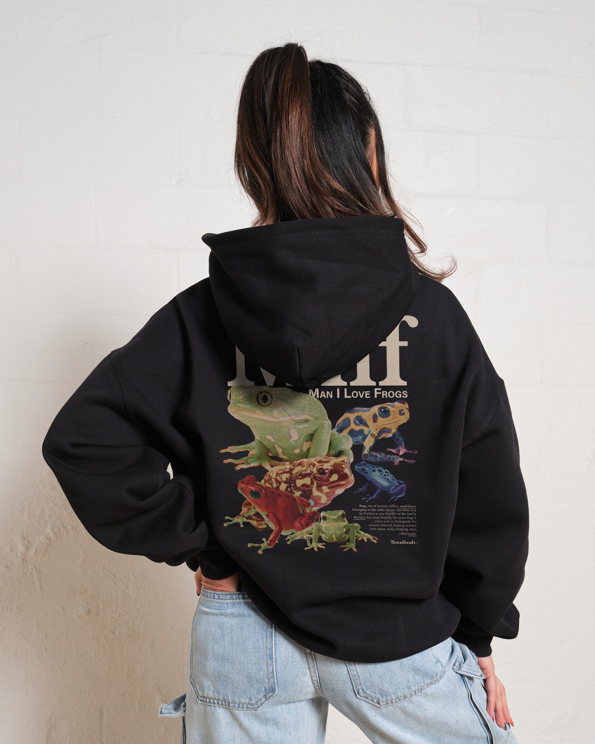 Man I Love Frogs Graphic Hoodie Unisex 90s Boxy Fit Cotton Poly Blend