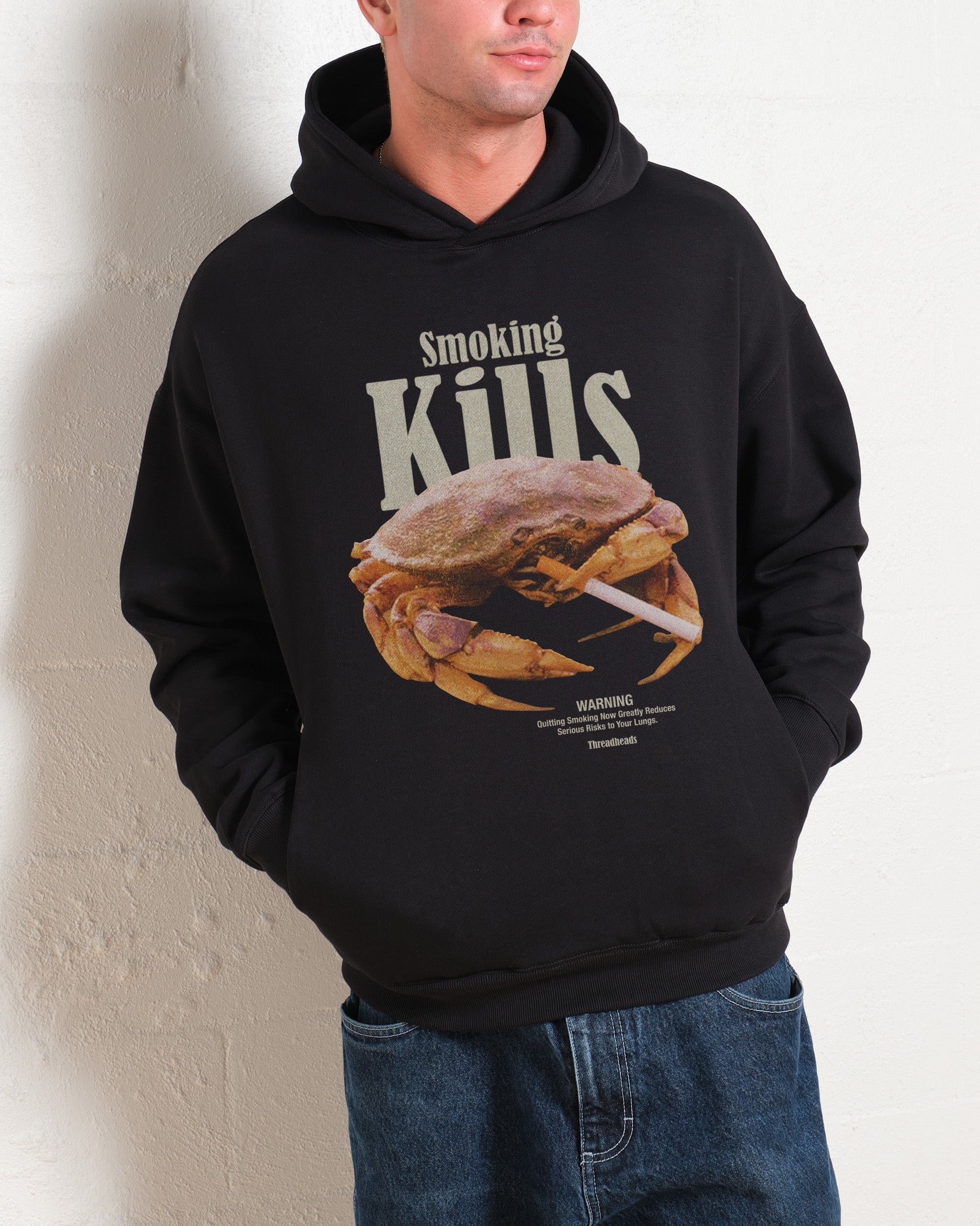 Smoking Kills Graphic Hoodie - Unisex 90s Boxy Fit, 340gsm Cotton-Poly Blend