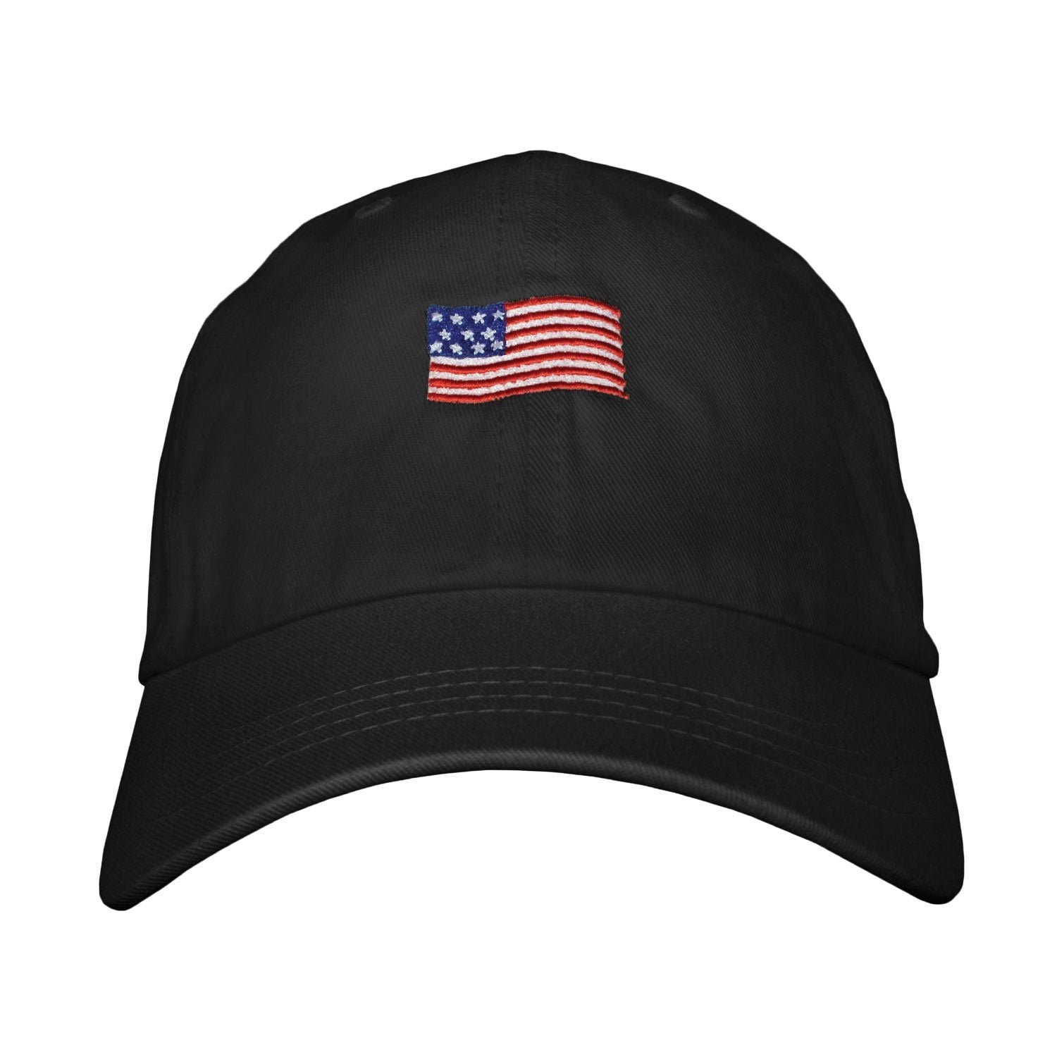 American Flag Dad Hat - Embroidered USA, Unstructured Cotton Twill, Adjustable Snapback