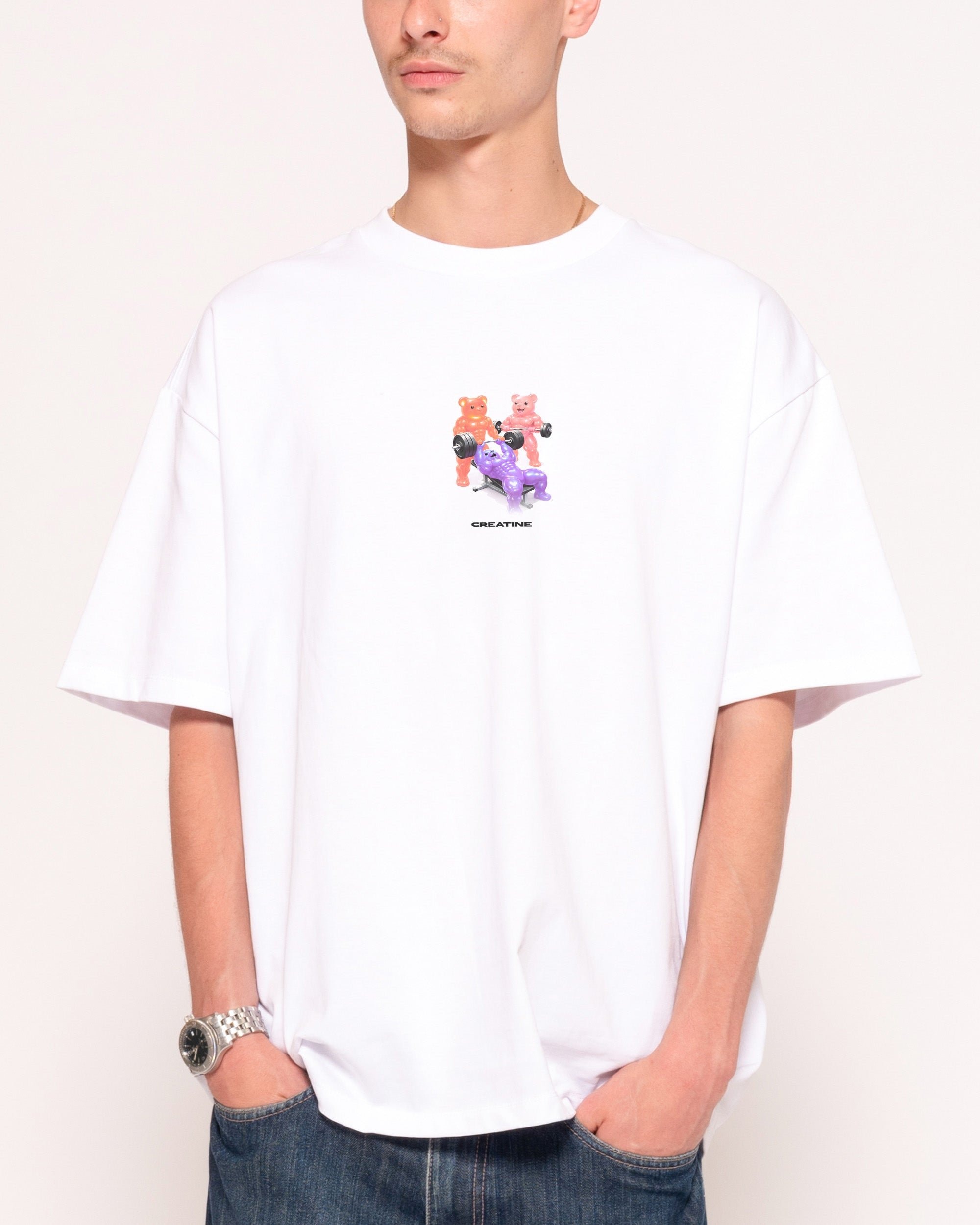 Creatine Gummies Oversized Graphic Tee - Threadheads 90s Boxy Fit 100% Combed Cotton