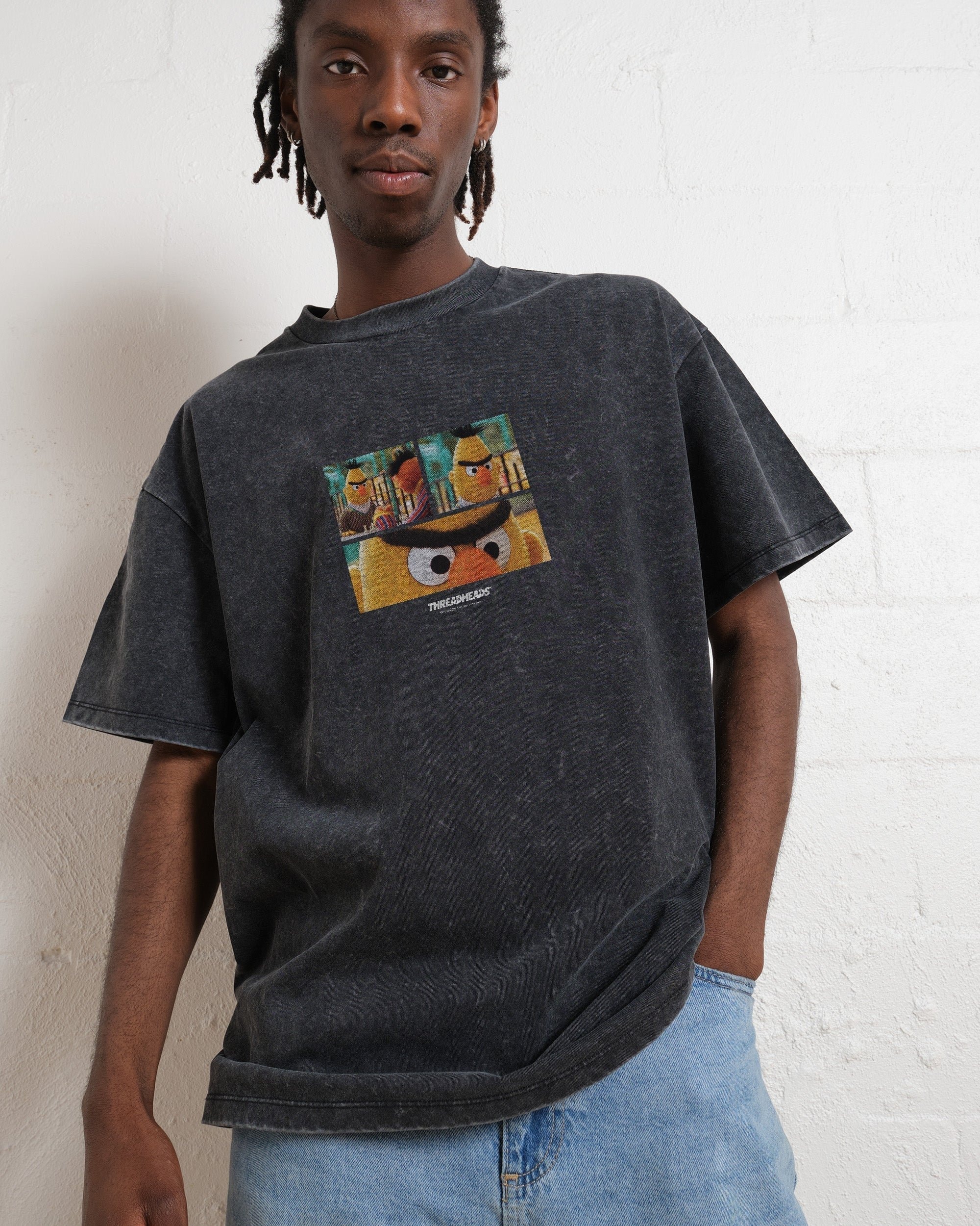 Angry Bert Oversized Graphic T-Shirt - Sesame Street Unisex Heavyweight Tee