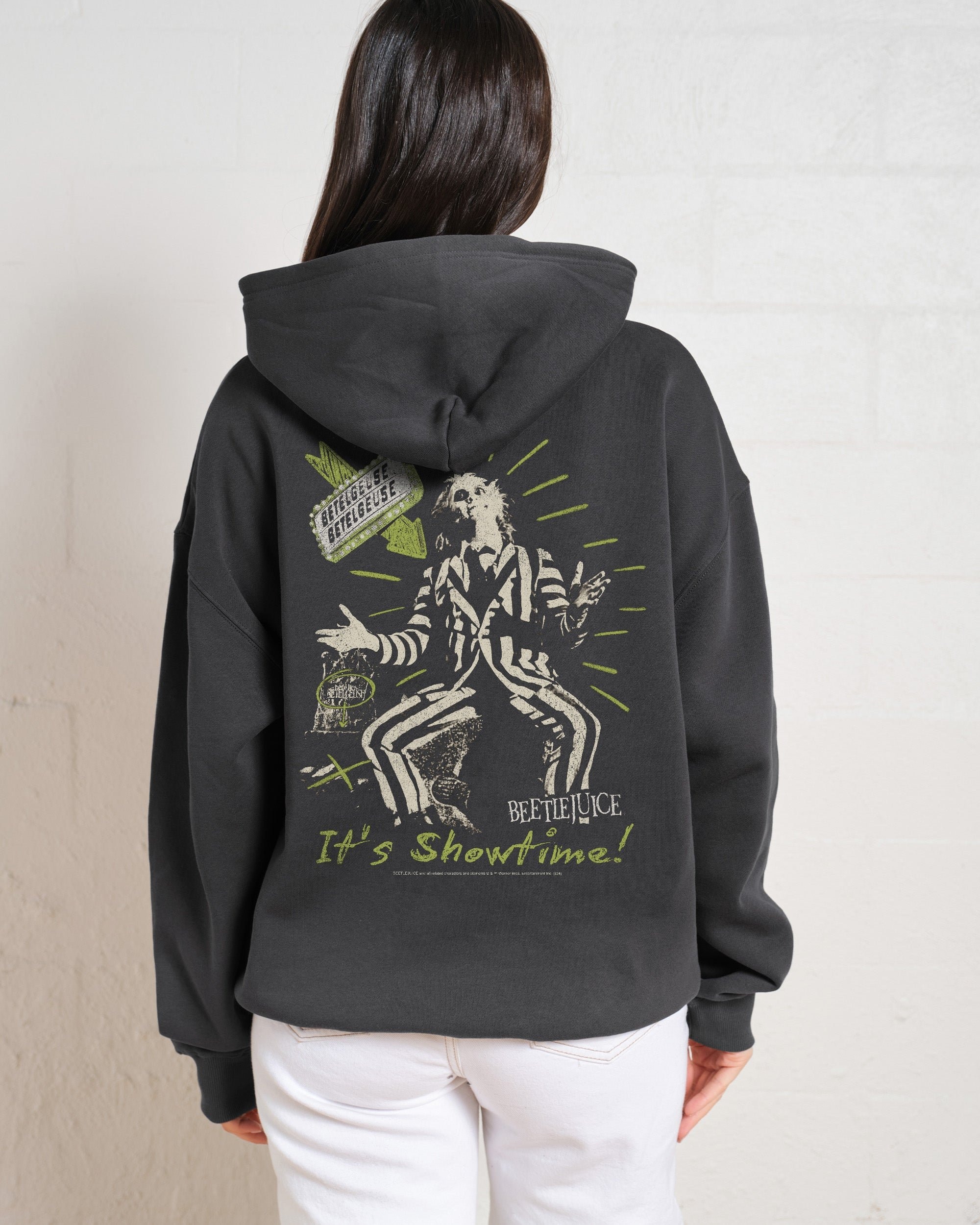 Beetlejuice It's Show Time Unisex Graphic Hoodie - 90s Boxy Fit, 340gsm Cotton-Poly Blend
