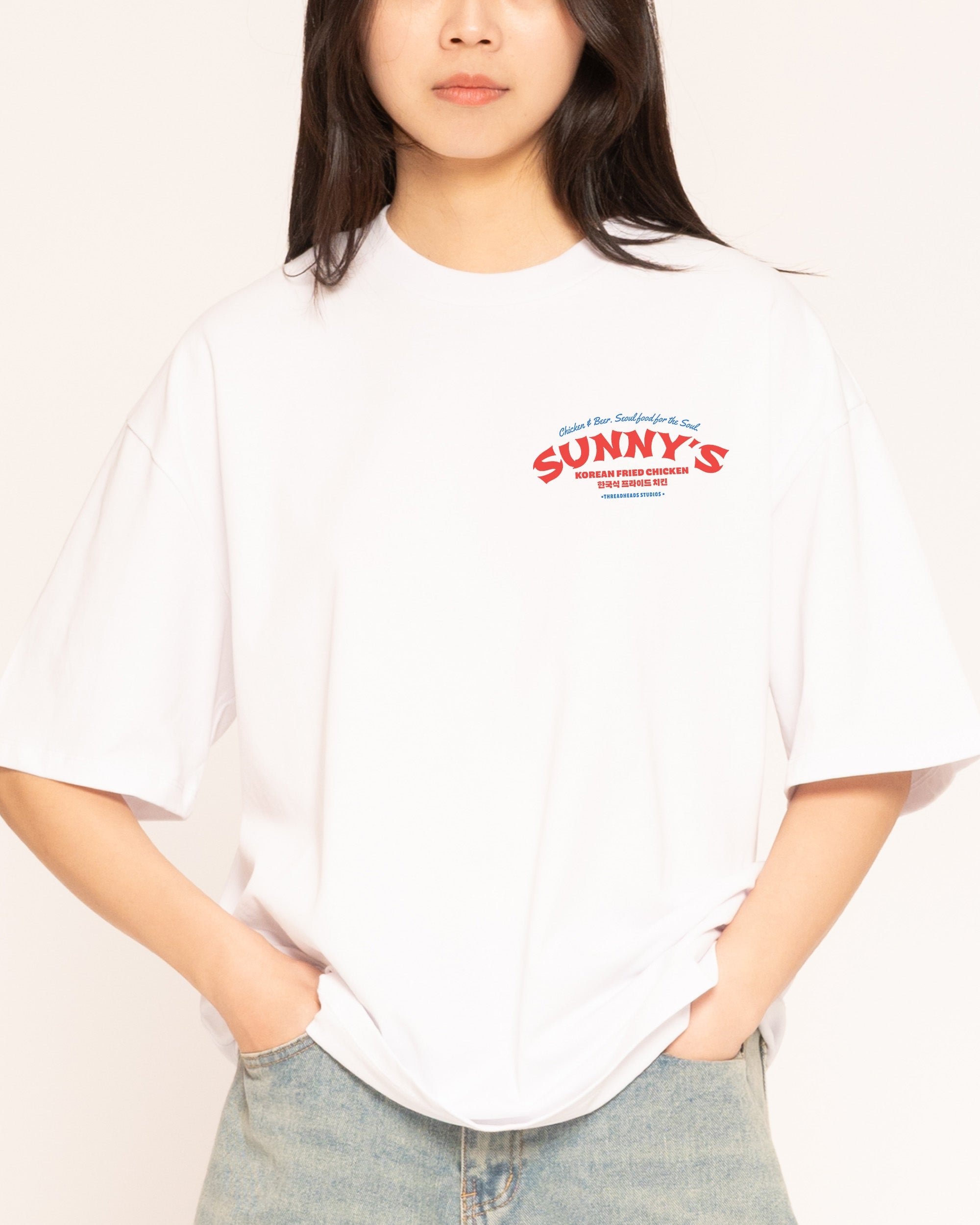 Korean Fried Chicken Oversized Graphic Tee - Threadheads 90s Boxy Fit Unisex Cotton T-Shirt
