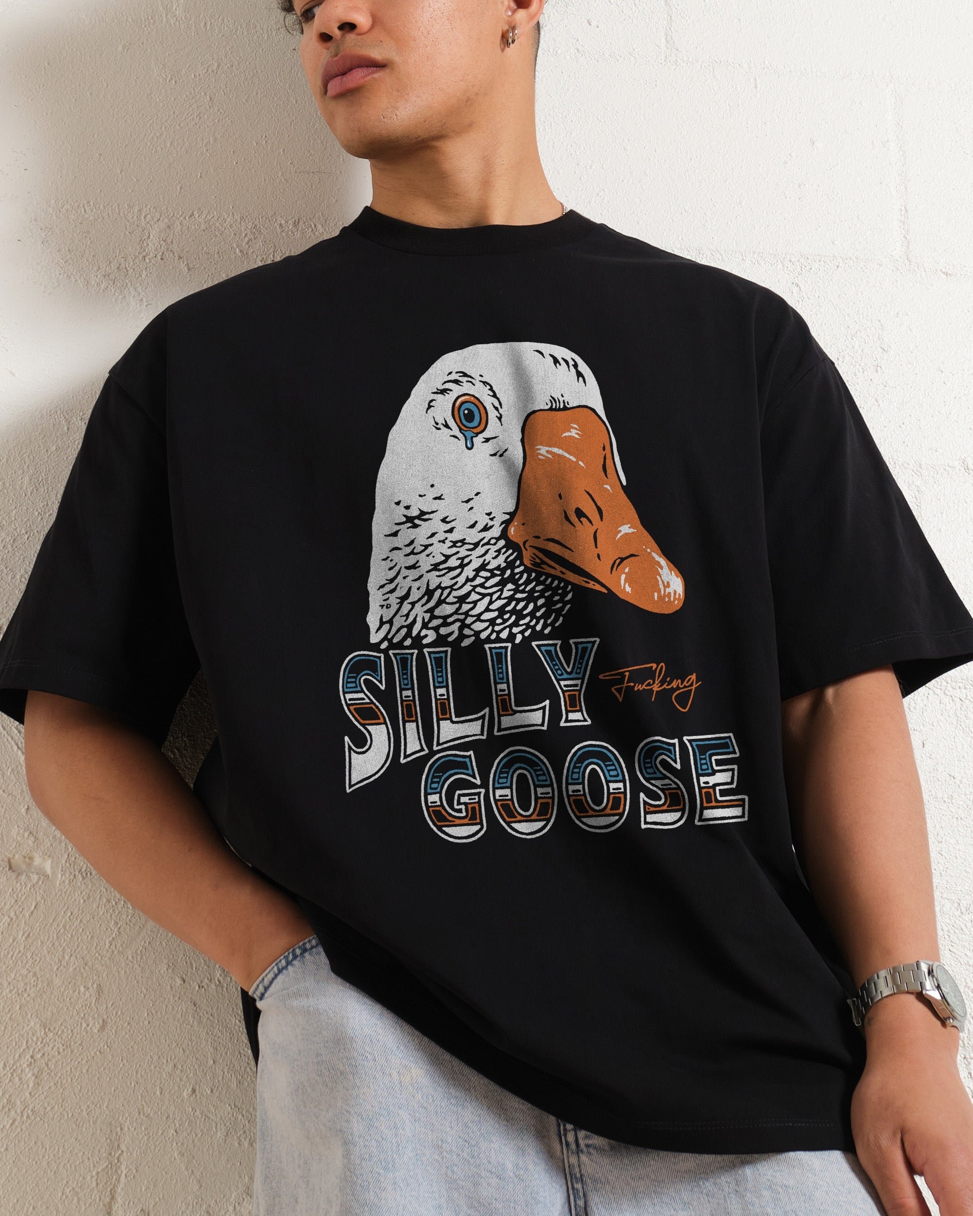 Silly Fkn Goose Oversized Graphic Tee - Unisex 90s Boxy Fit 100% Combed Cotton