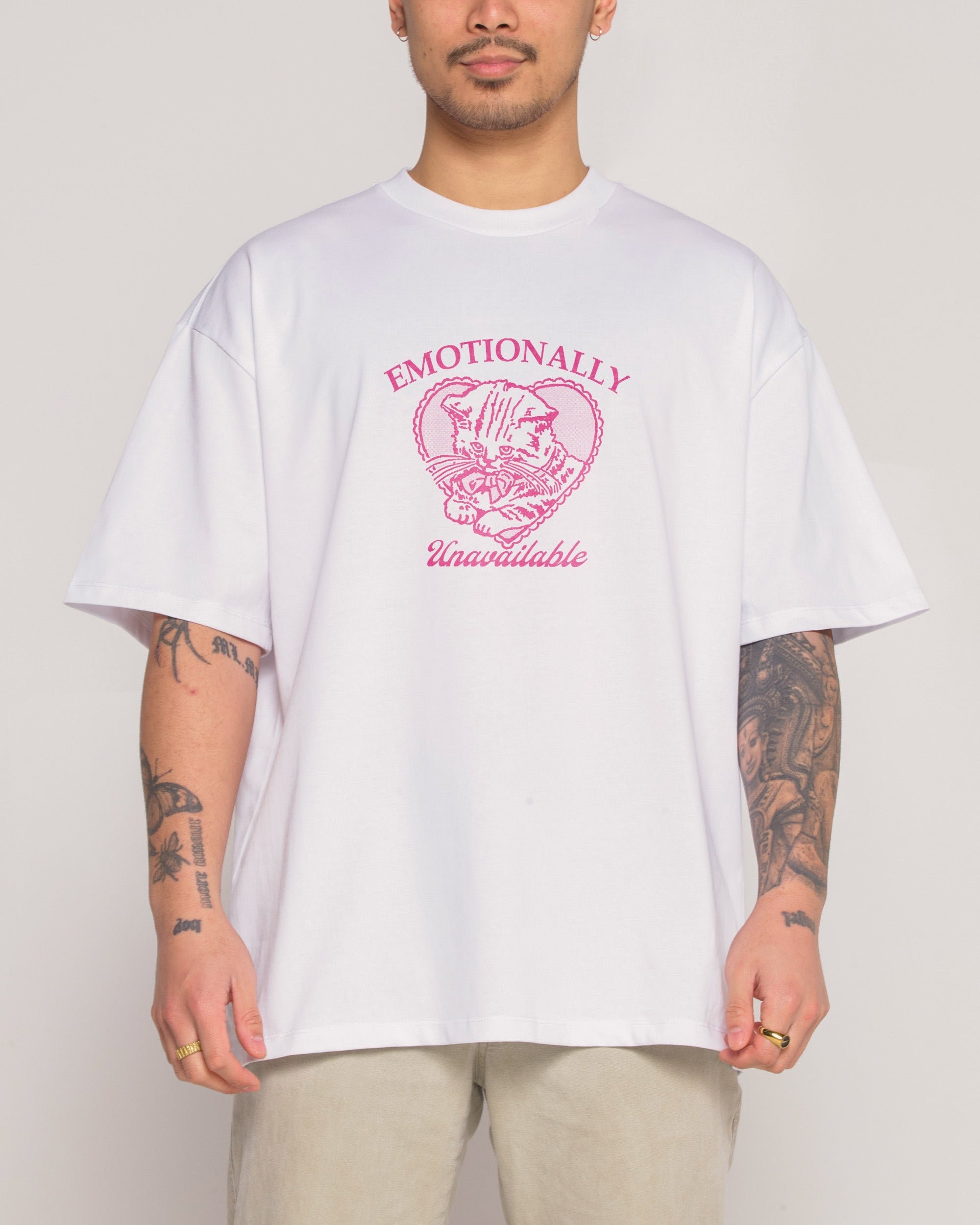 Emotionally Unavailable Oversized Graphic Tee Unisex 90s Boxy Fit 100% Combed Cotton