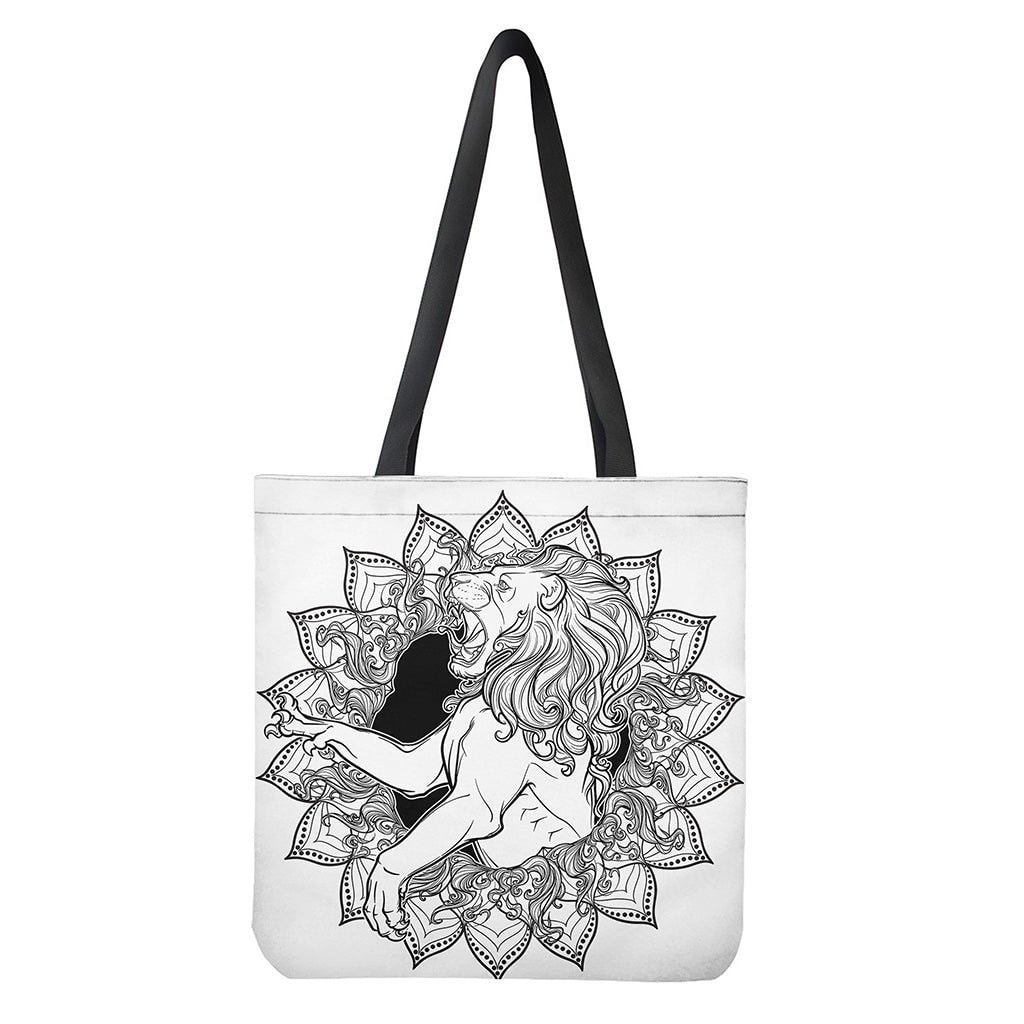 White and Black Leo Sign Print Tote Bag - Polyester Double-Sided Print