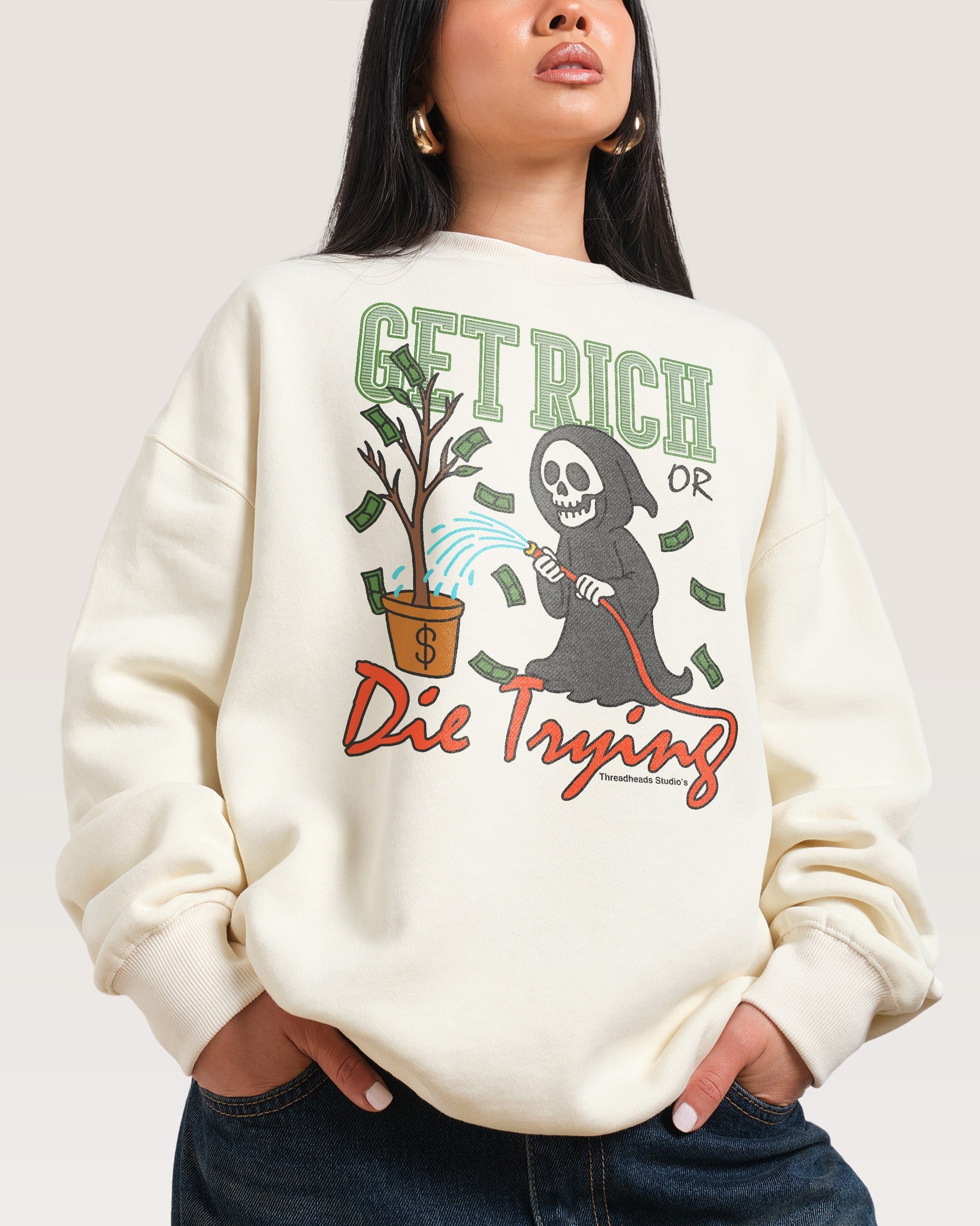 Get Rich or Die Trying Unisex Graphic Sweatshirt - Premium 340gsm Cotton-Poly Blend
