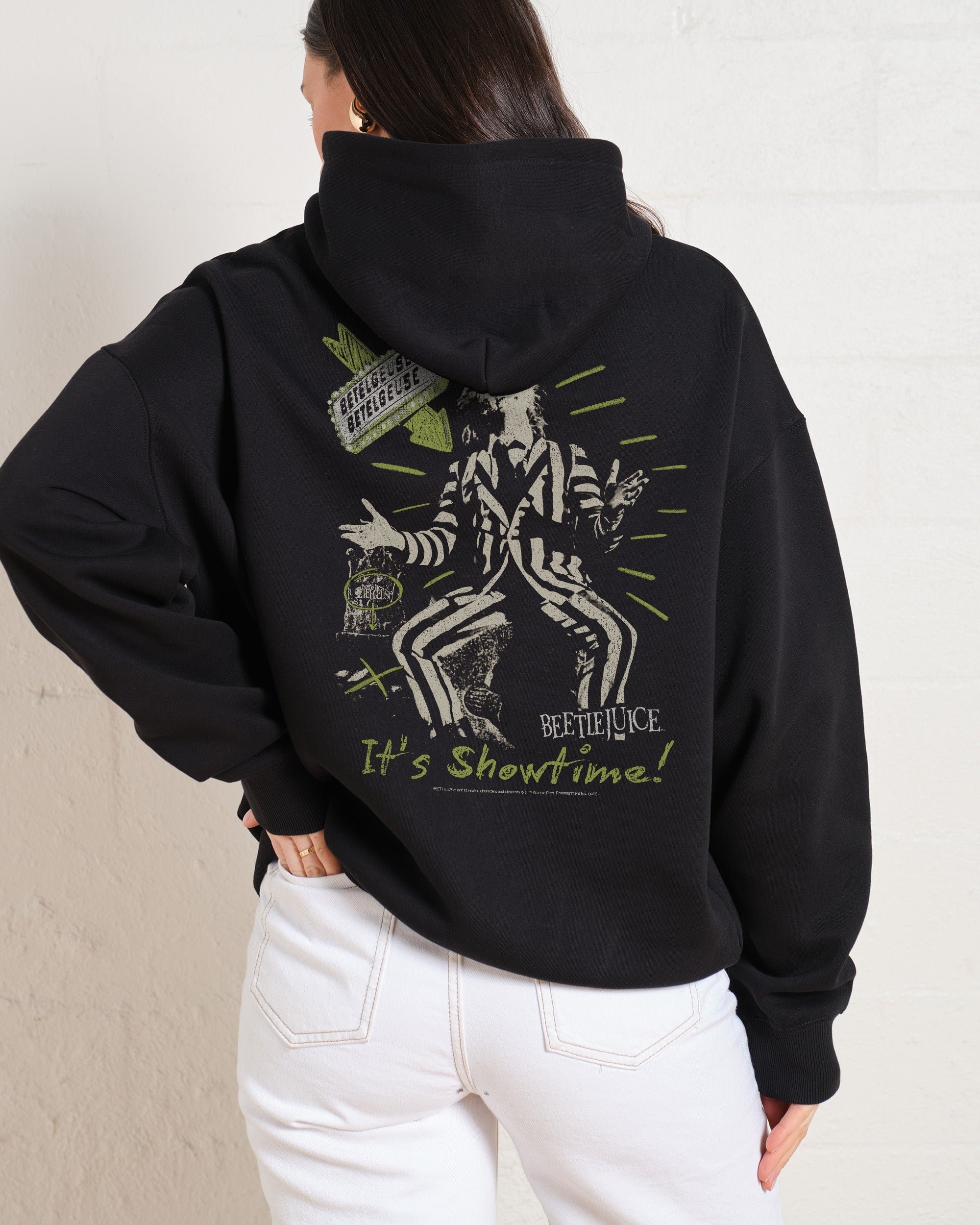 Beetlejuice It's Show Time Unisex Graphic Hoodie - 90s Boxy Fit, 340gsm Cotton-Poly Blend