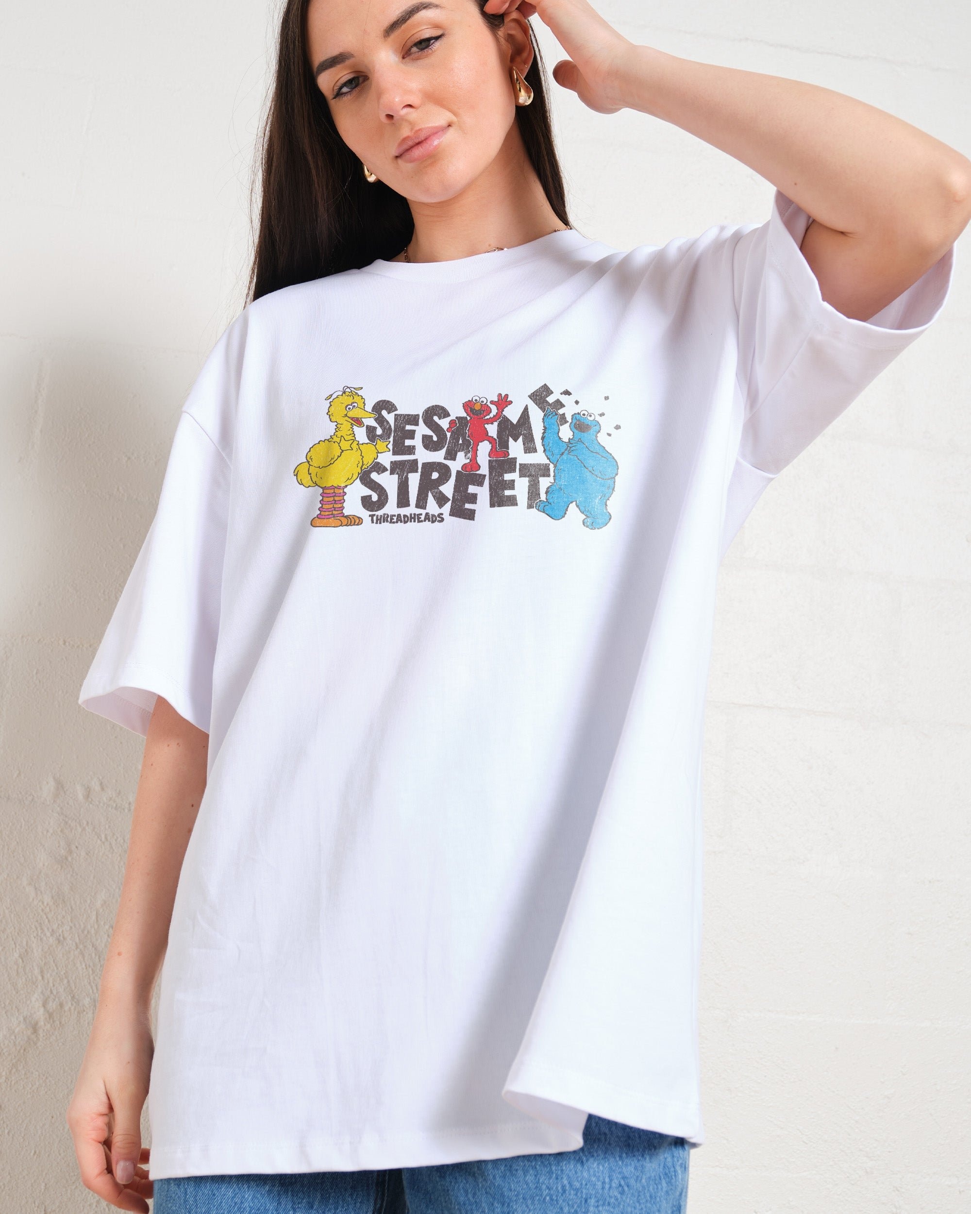 Sesame Street Hoops Oversized Graphic T-Shirt - Unisex 100% Combed Cotton Tee