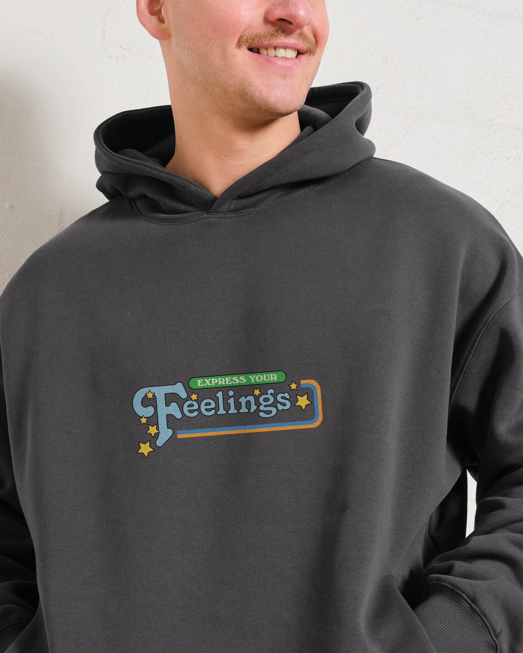 Express Your Feelings Front and Back Unisex Hoodie - 90s Boxy Fit, 80% Cotton