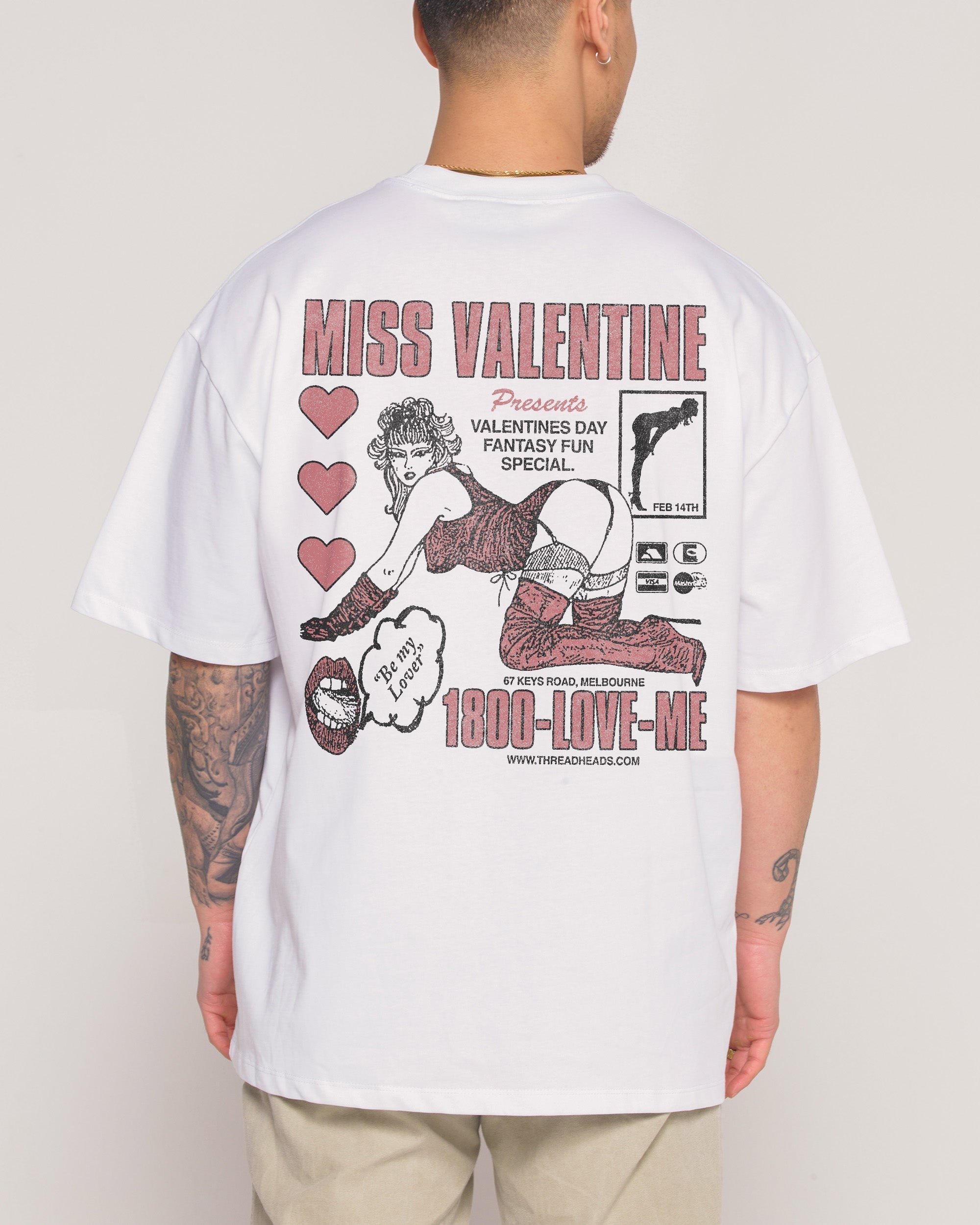 Miss Valentine Oversized Graphic Tee - Threadheads 90s Boxy Fit 100% Combed Cotton