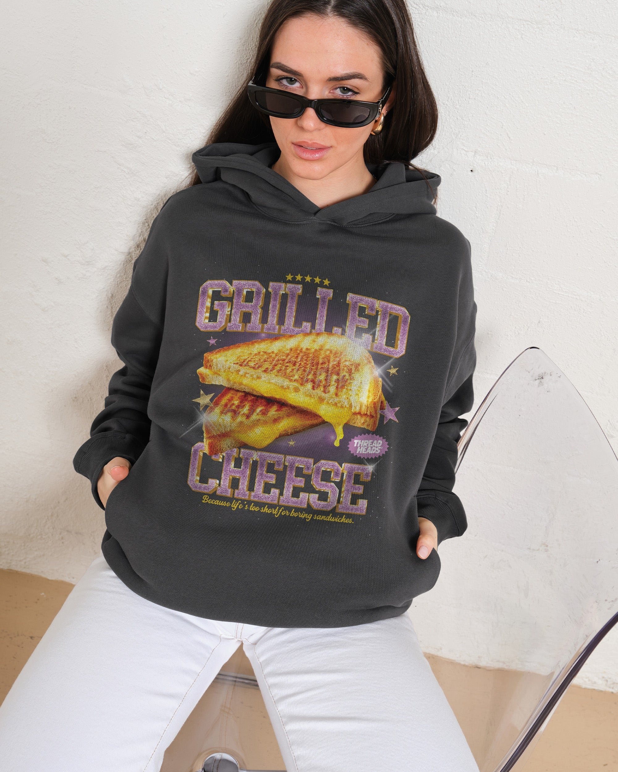 Grilled Cheese Unisex Hoodie - 90s Boxy Fit, 340gsm Cotton-Poly Blend