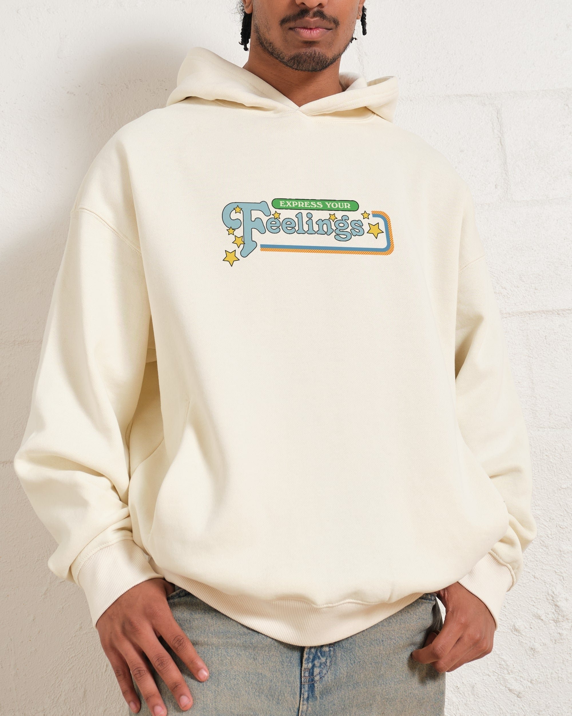 Express Your Feelings Front and Back Unisex Hoodie - 90s Boxy Fit, 80% Cotton