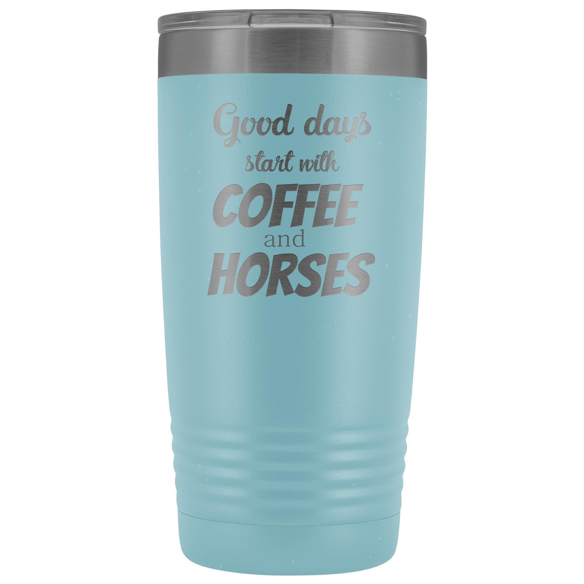 Coffee and Horses 20oz Vacuum Tumbler - Laser Etched Insulated Vet Gift