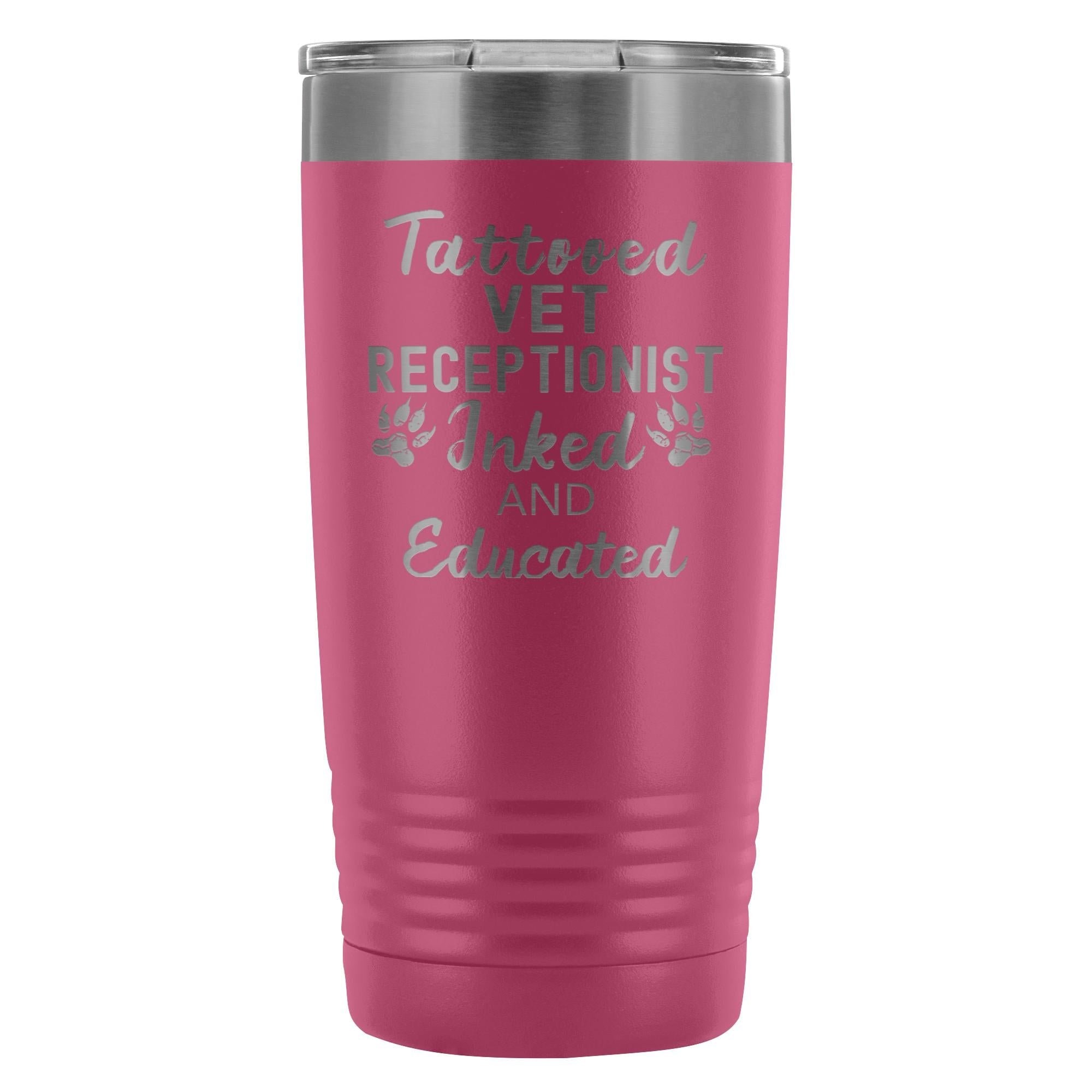 Vet Receptionist Tattooed Inked and Educated 20oz Vacuum Tumbler - Polar Camel