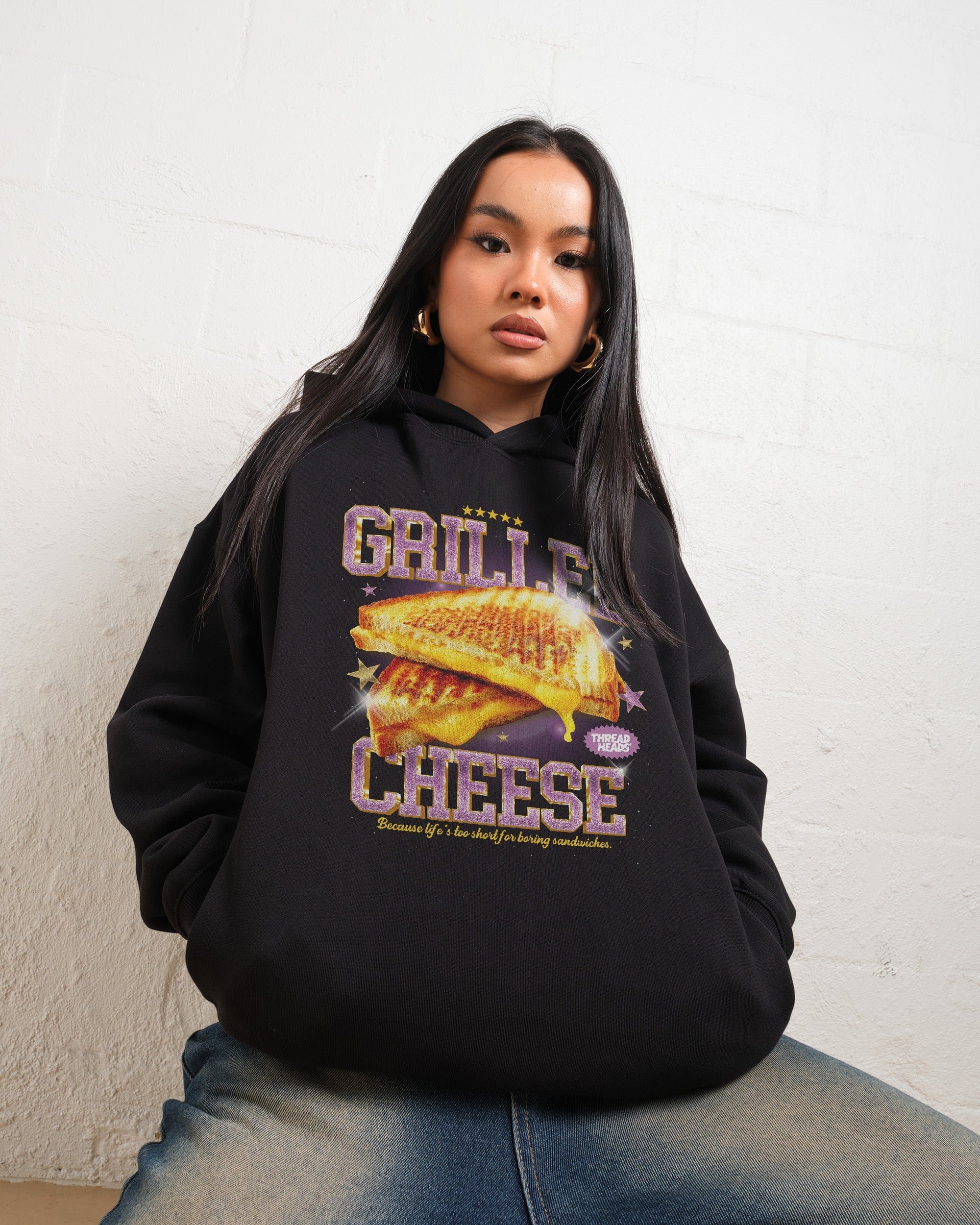 Grilled Cheese Unisex Hoodie - 90s Boxy Fit, 340gsm Cotton-Poly Blend