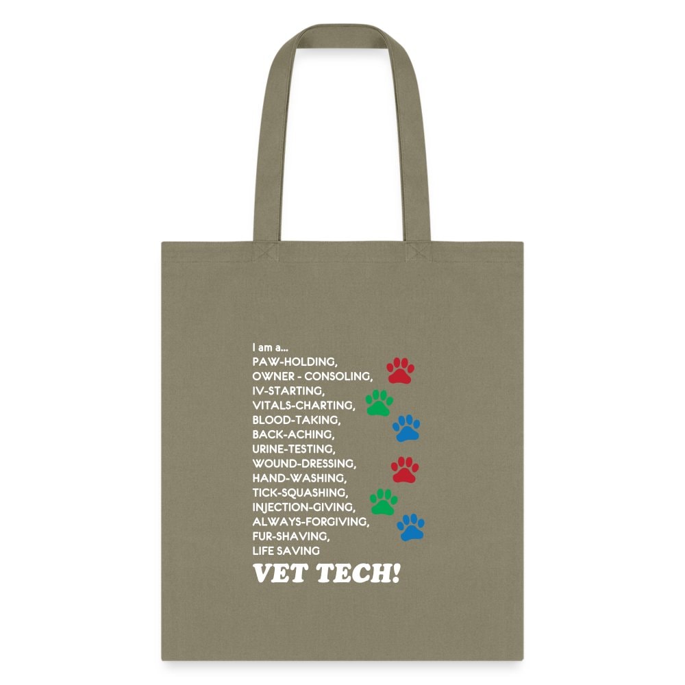 Vet Tech Tote Bag - I Am A Vet Tech Canvas Shoulder Bag for Vets & Students