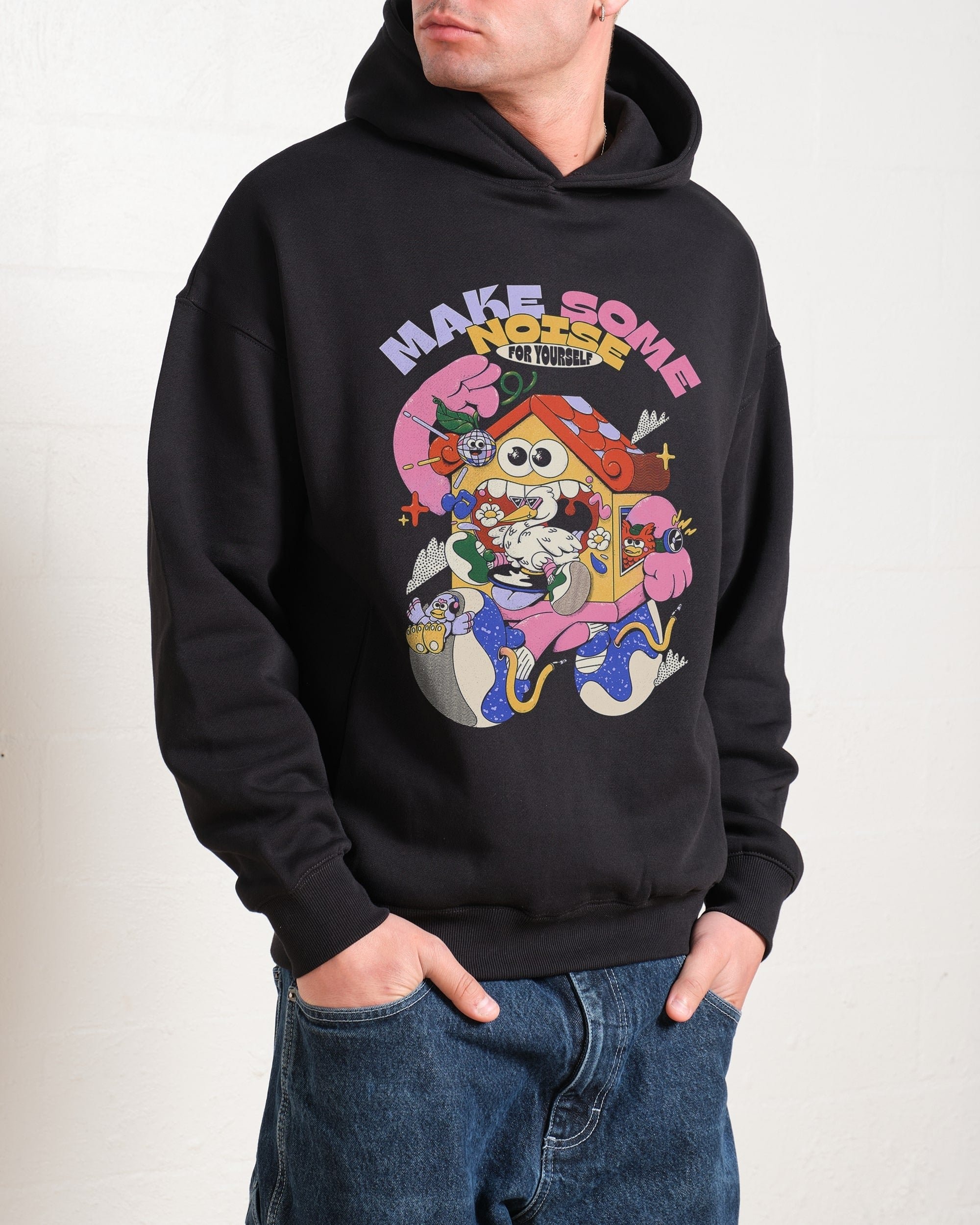 Make Some Noise Unisex Graphic Hoodie - 90s Boxy Fit, 80% Cotton