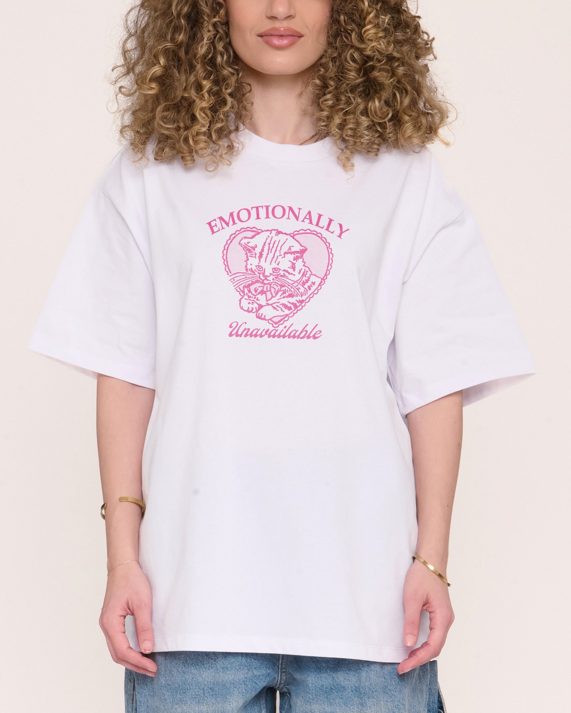 Emotionally Unavailable Oversized Graphic Tee Unisex 90s Boxy Fit 100% Combed Cotton
